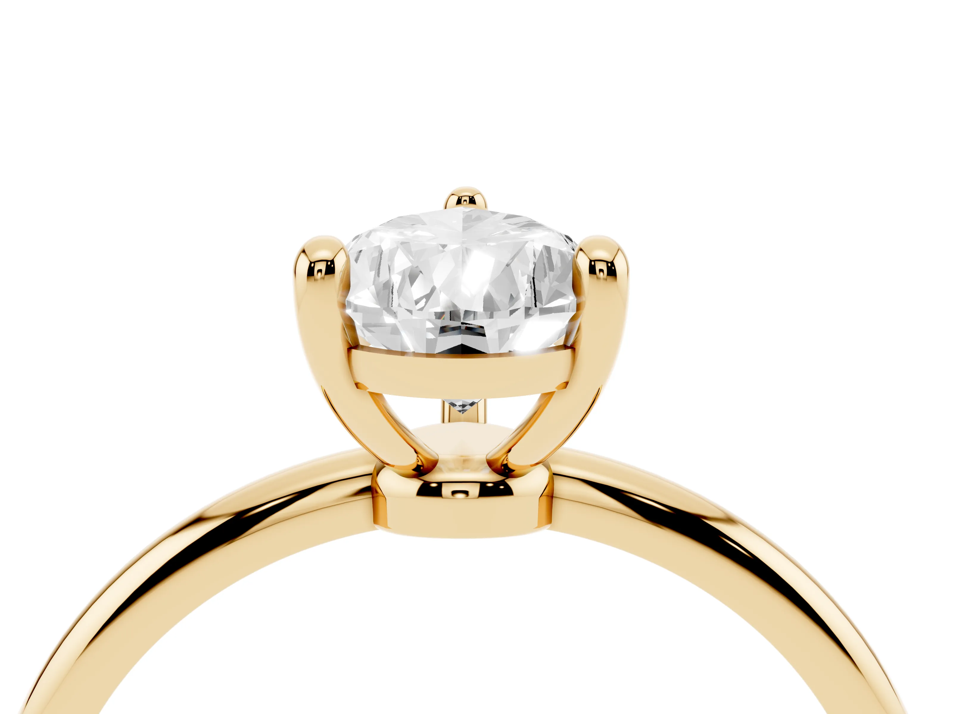 Pear Cut Diamond Solitaire Ring Set in Yellow gold with Secure Prong Setting on a Classic Band