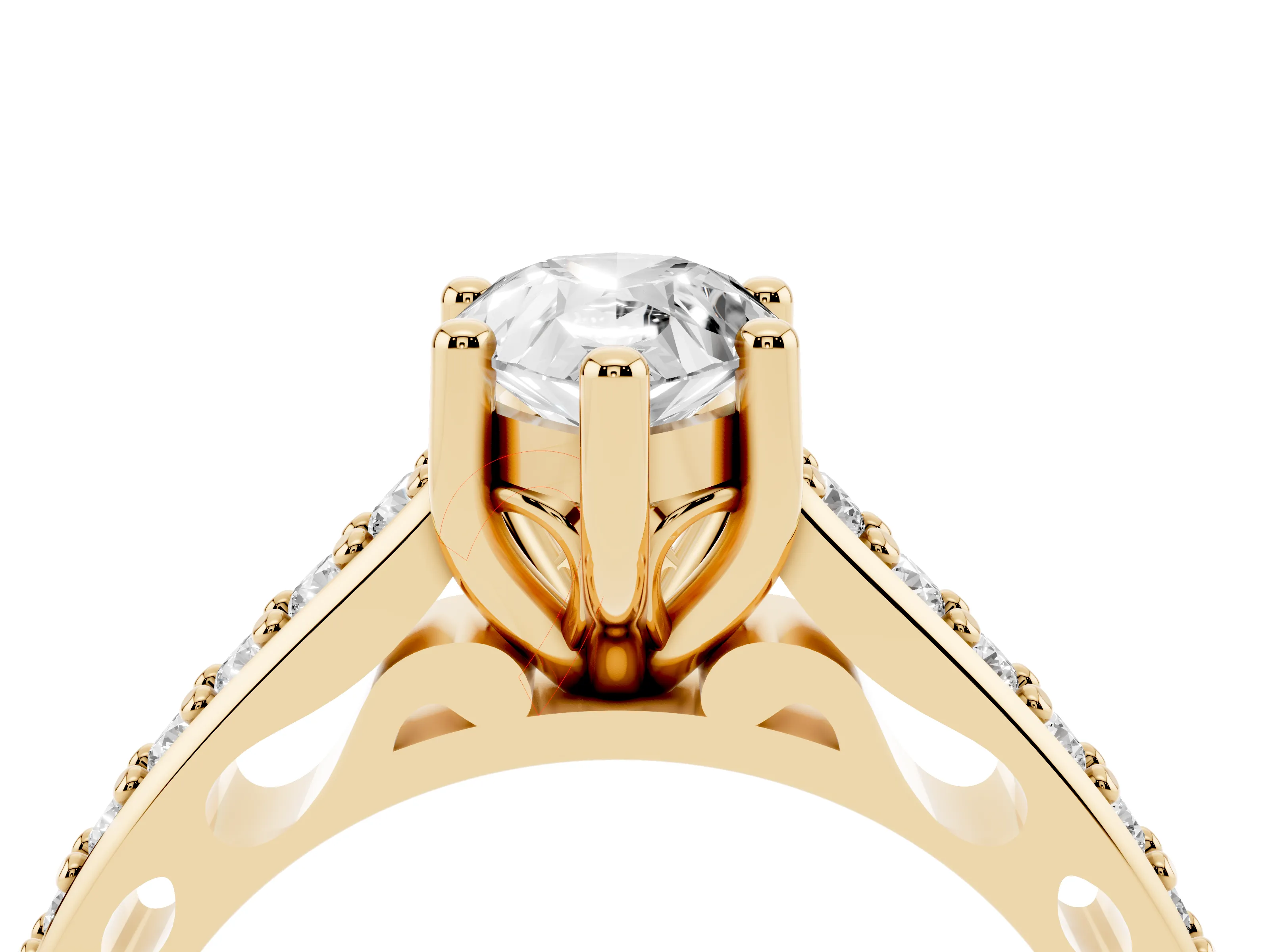 Pear Cut Diamond Prong Set Solitaire Engagement Ring Set in Yellow gold with Pavé Band