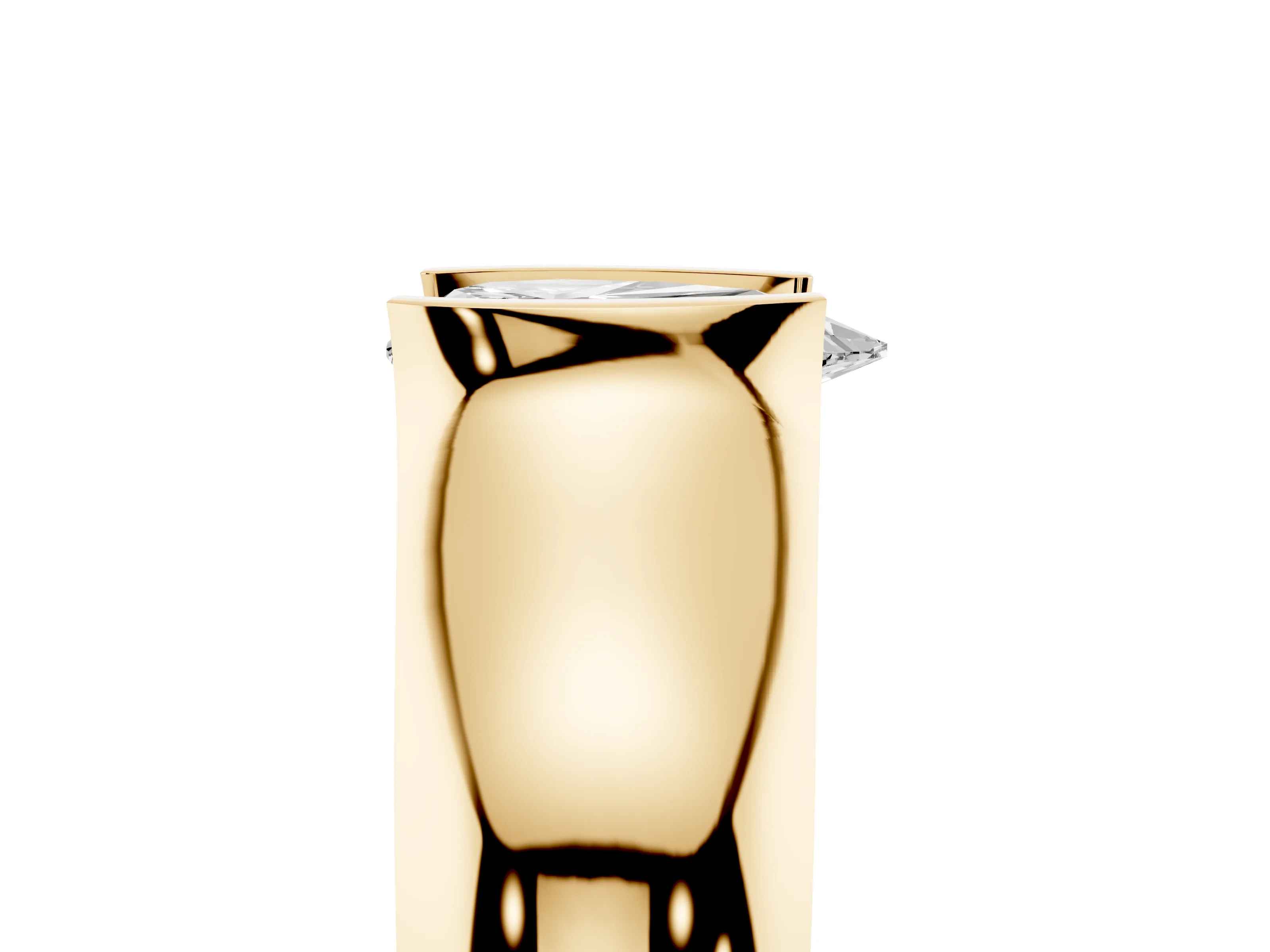 Pear Cut Diamond Bezel Solitaire Ring Set in Yellow gold with Wide Band
