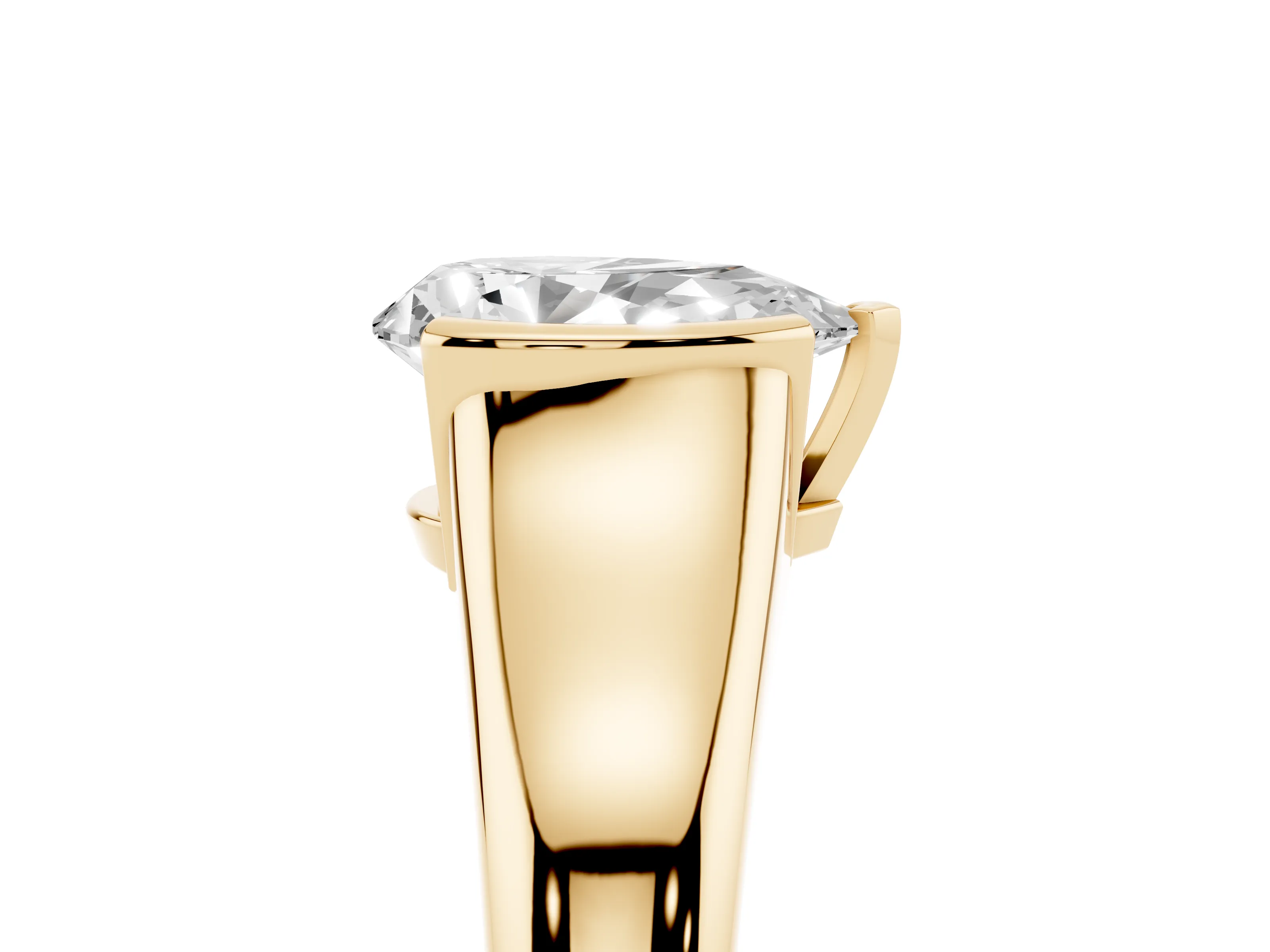 Pear Cut Diamond Solitaire Tension Set Ring Set in Yellow gold with Split Shank Band