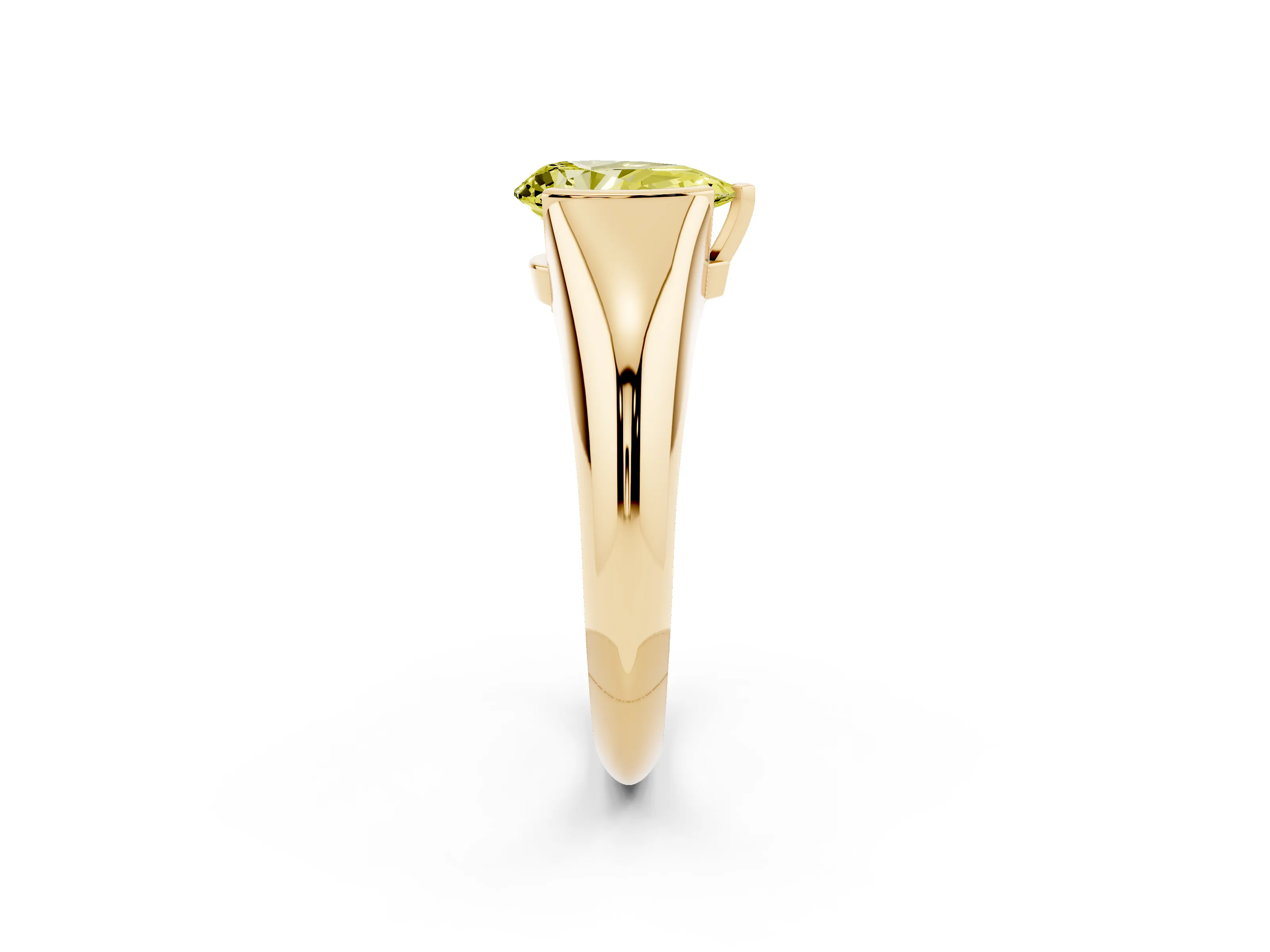 Fancy Yellow Pear Cut Diamond Solitaire Tension Set Ring Set in Yellow gold
