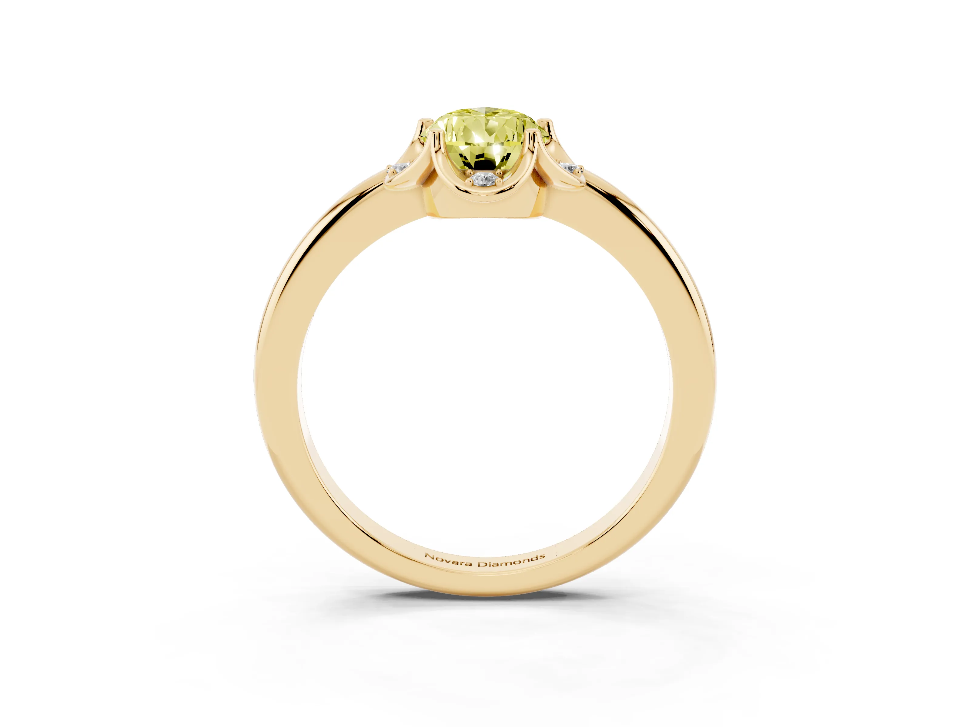 Fancy Yellow Pear Cut Diamond Round Cluster Halo Ring Set in Yellow gold with Solitaire Band and Prong Setting