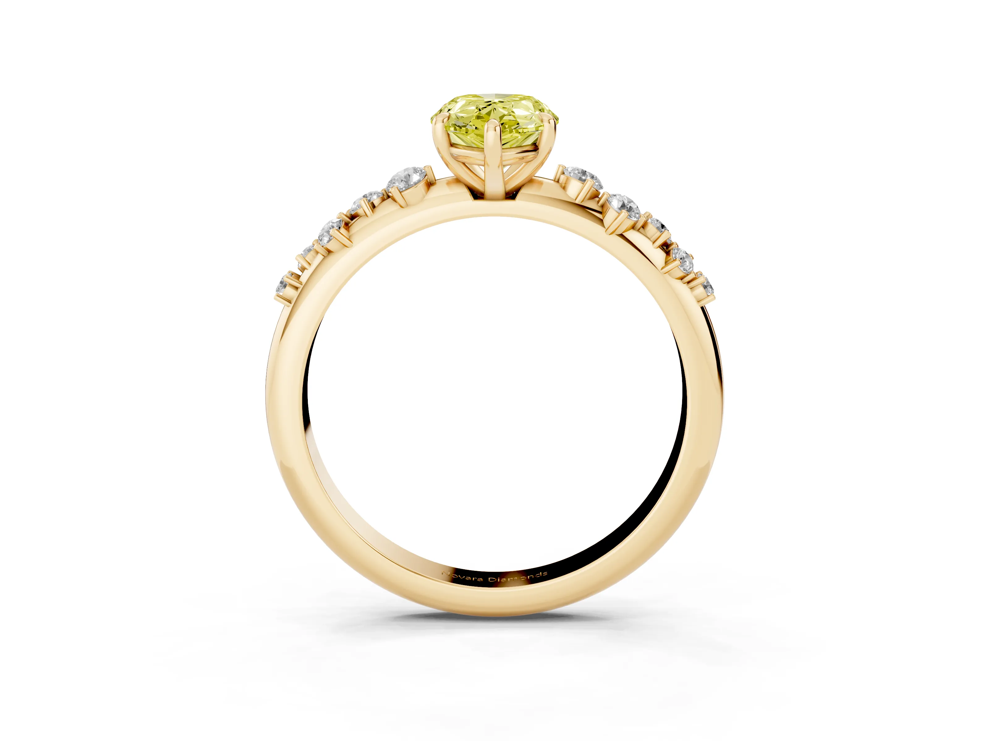 Fancy Yellow Pear Cut Diamond Cluster Solitaire Ring Set in Yellow gold with Prong Setting