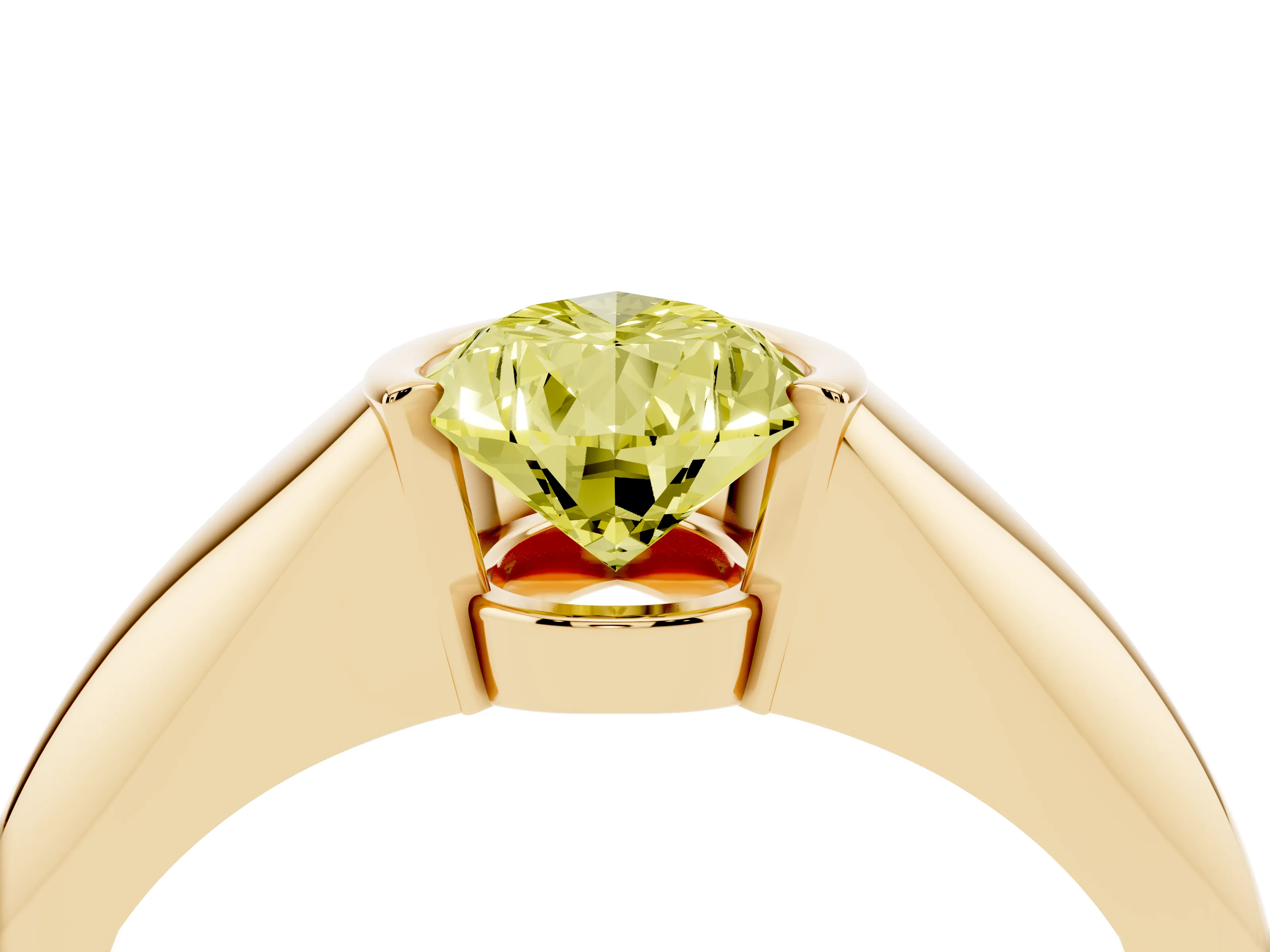 Fancy Yellow Pear Cut Diamond Solitaire Tension Set Ring Set in Yellow gold