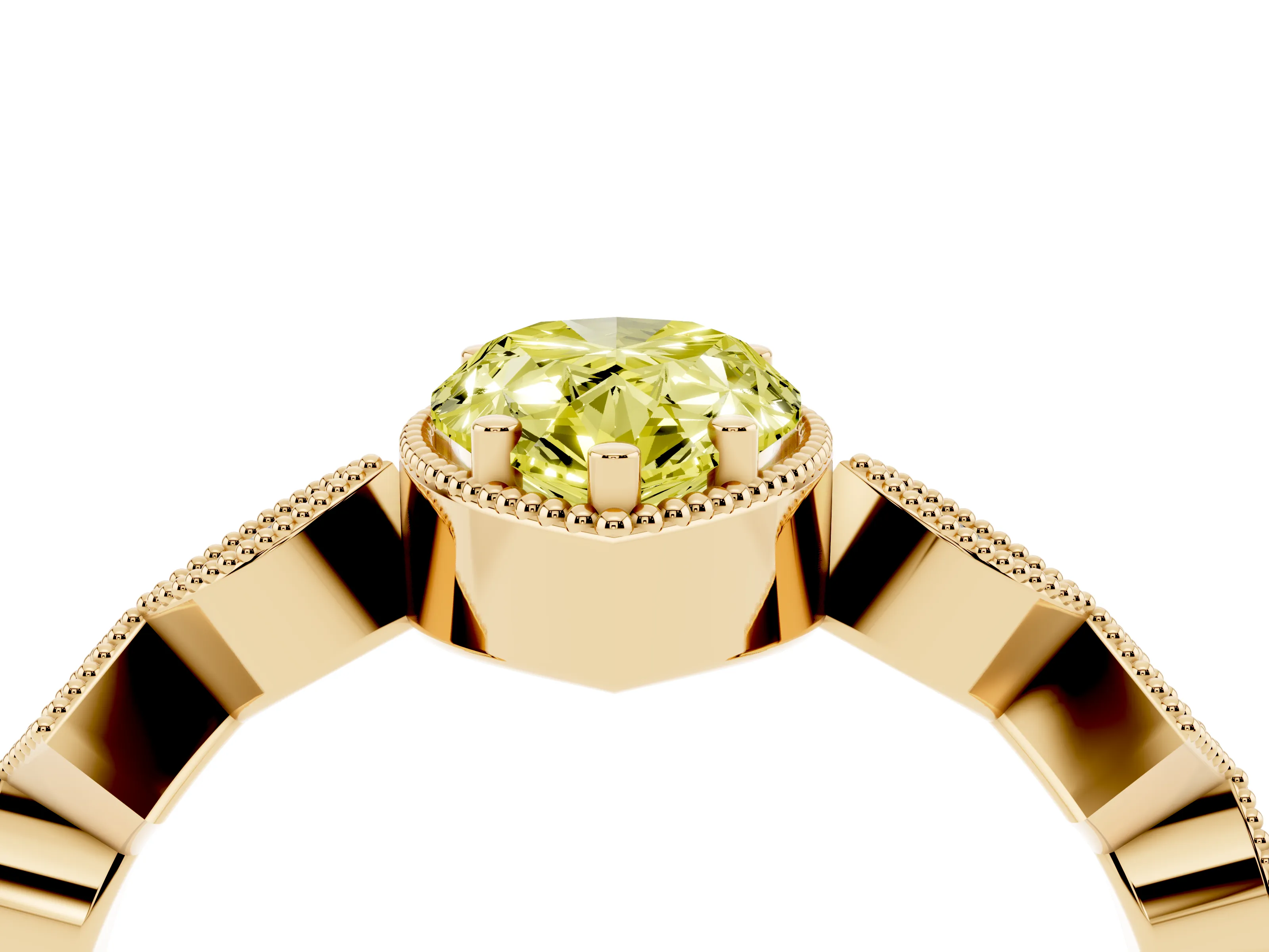 Fancy Yellow Pear Cut Diamond Milgrain Marquise Twist Band Ring Set in Yellow gold with Prong Setting