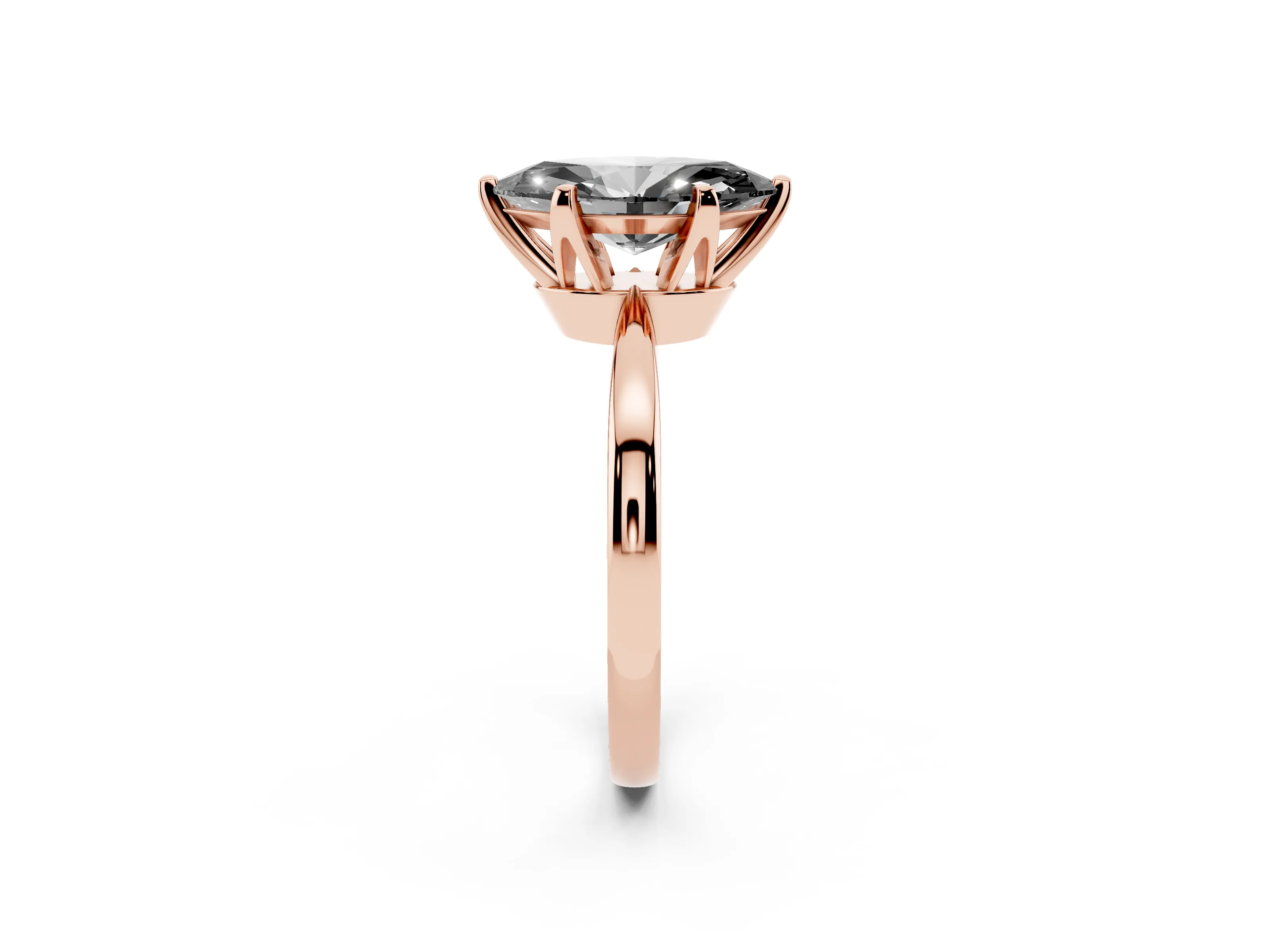 Fancy Black Marquise Cut Diamond Solitaire Engagement Ring Set in Rose gold with Slim Tapered Solitaire Band