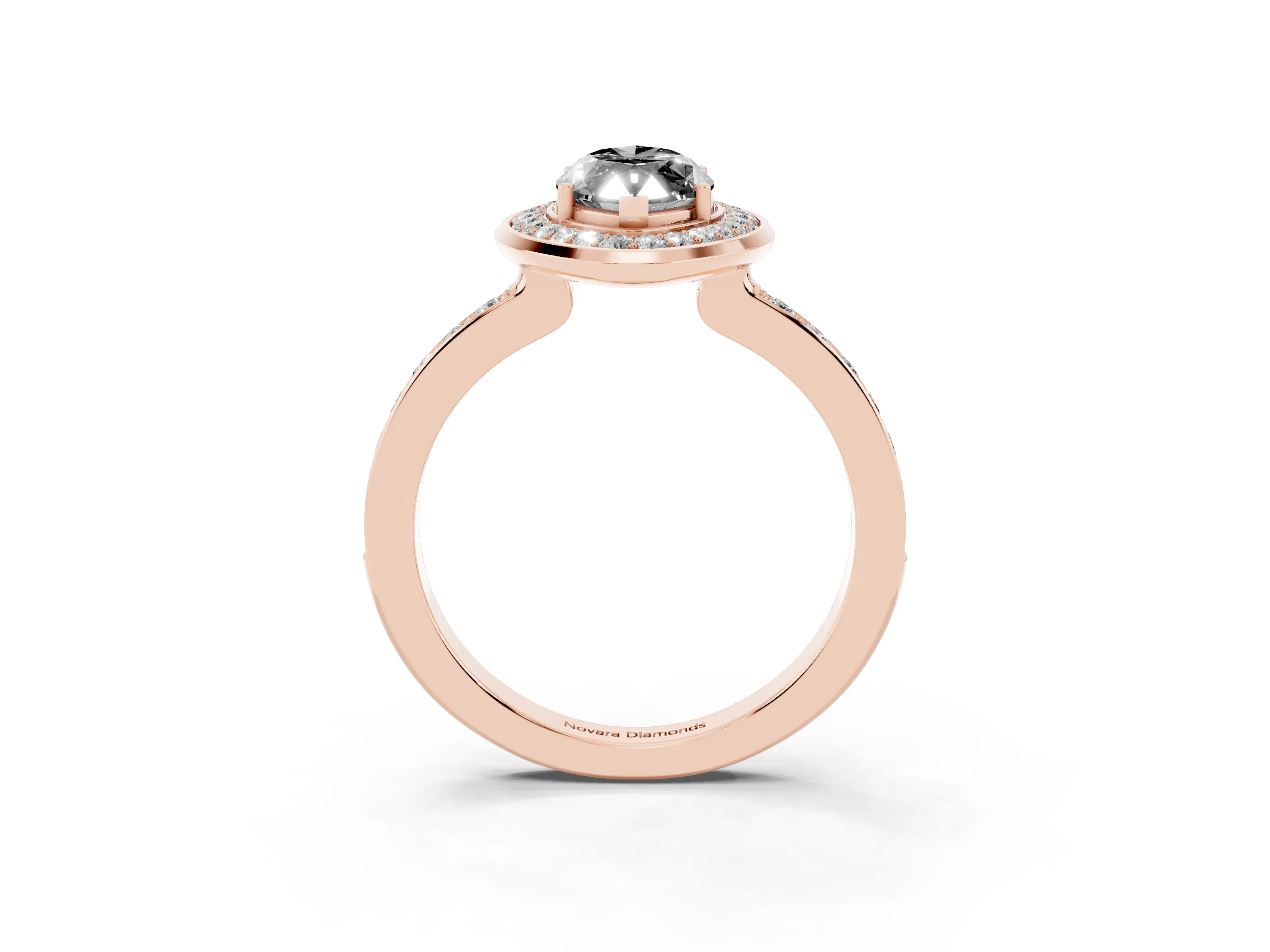 Fancy Black Marquise Cut Diamond Halo Ring Set in Rose gold with Bezel Frame and Pavé Band