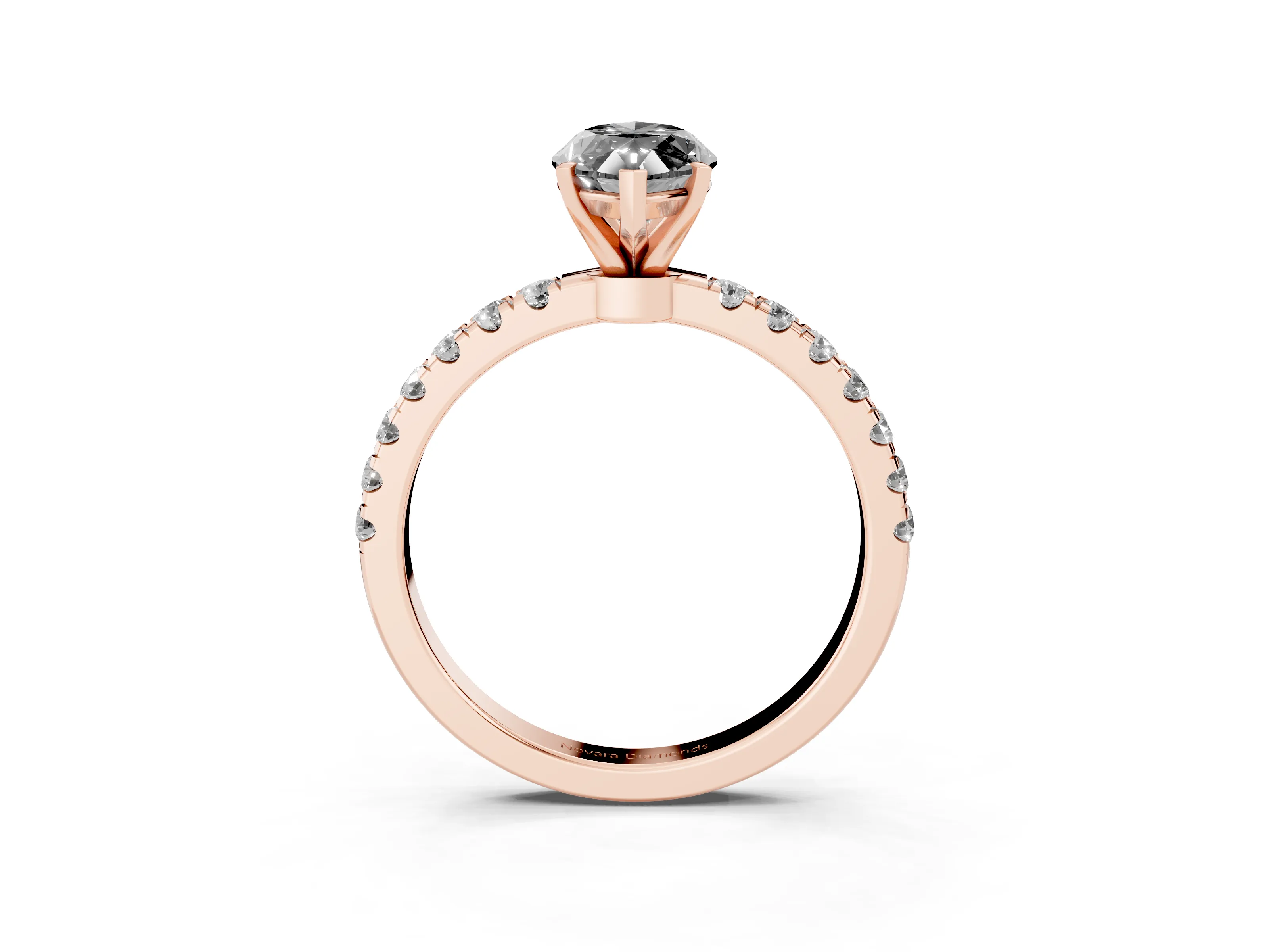 Fancy Black Marquise Cut Diamond Solitaire Ring Set in Rose gold with Pavé Accents and Prong Setting