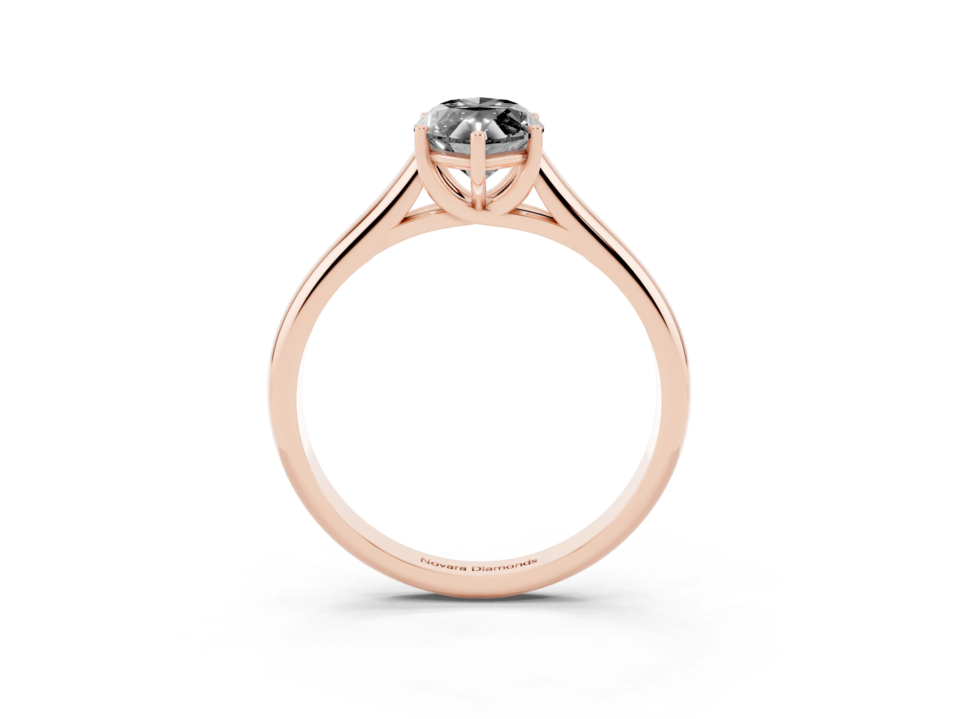 Fancy Black Marquise Cut Diamond Solitaire Engagement Ring Set in Rose gold with Subtly Tapered Band and Prong Setting