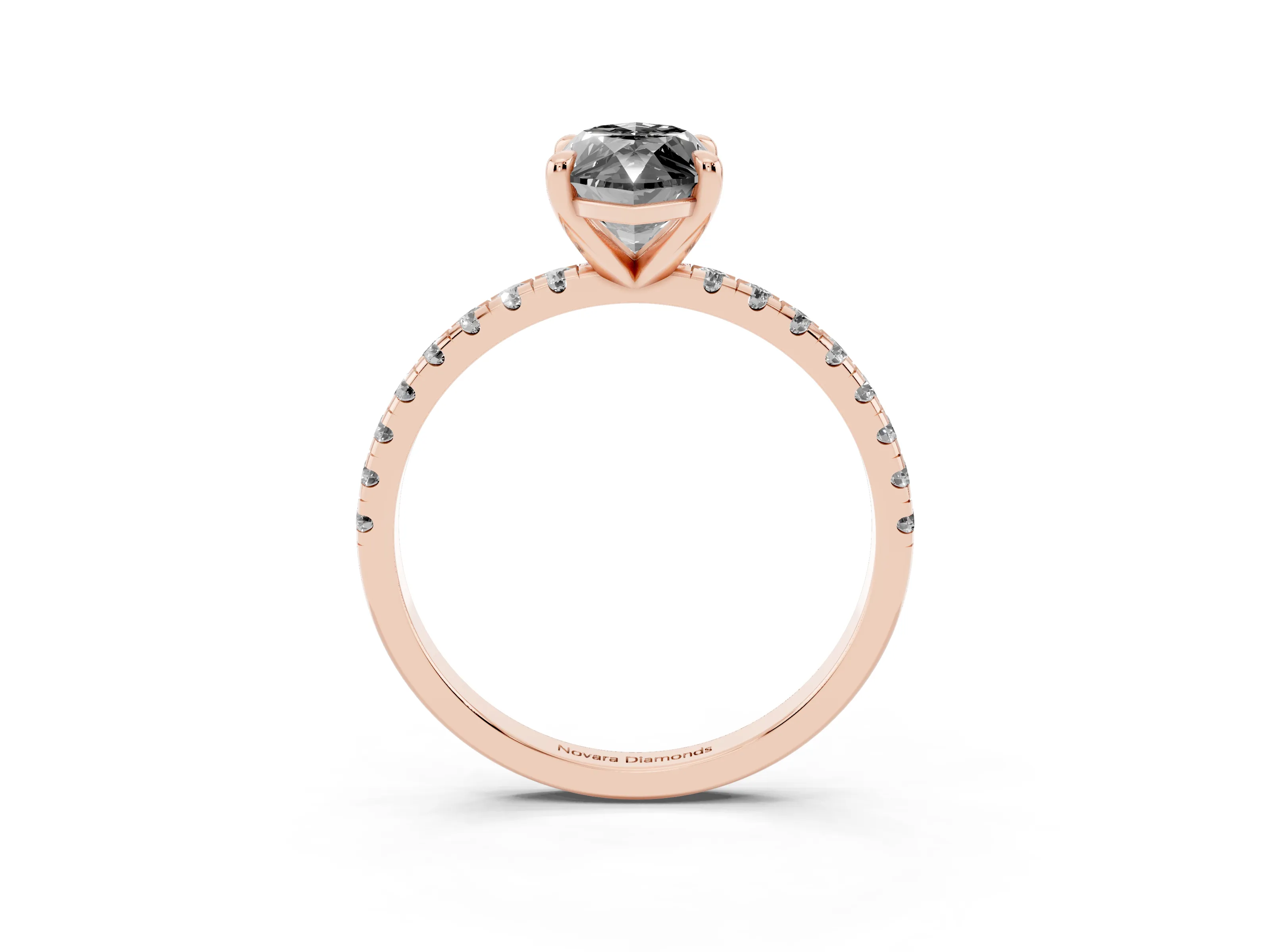 Fancy Black Marquise Cut Diamond Brilliant Solitaire Ring Set in Rose gold with Pavé Band and Prong Setting
