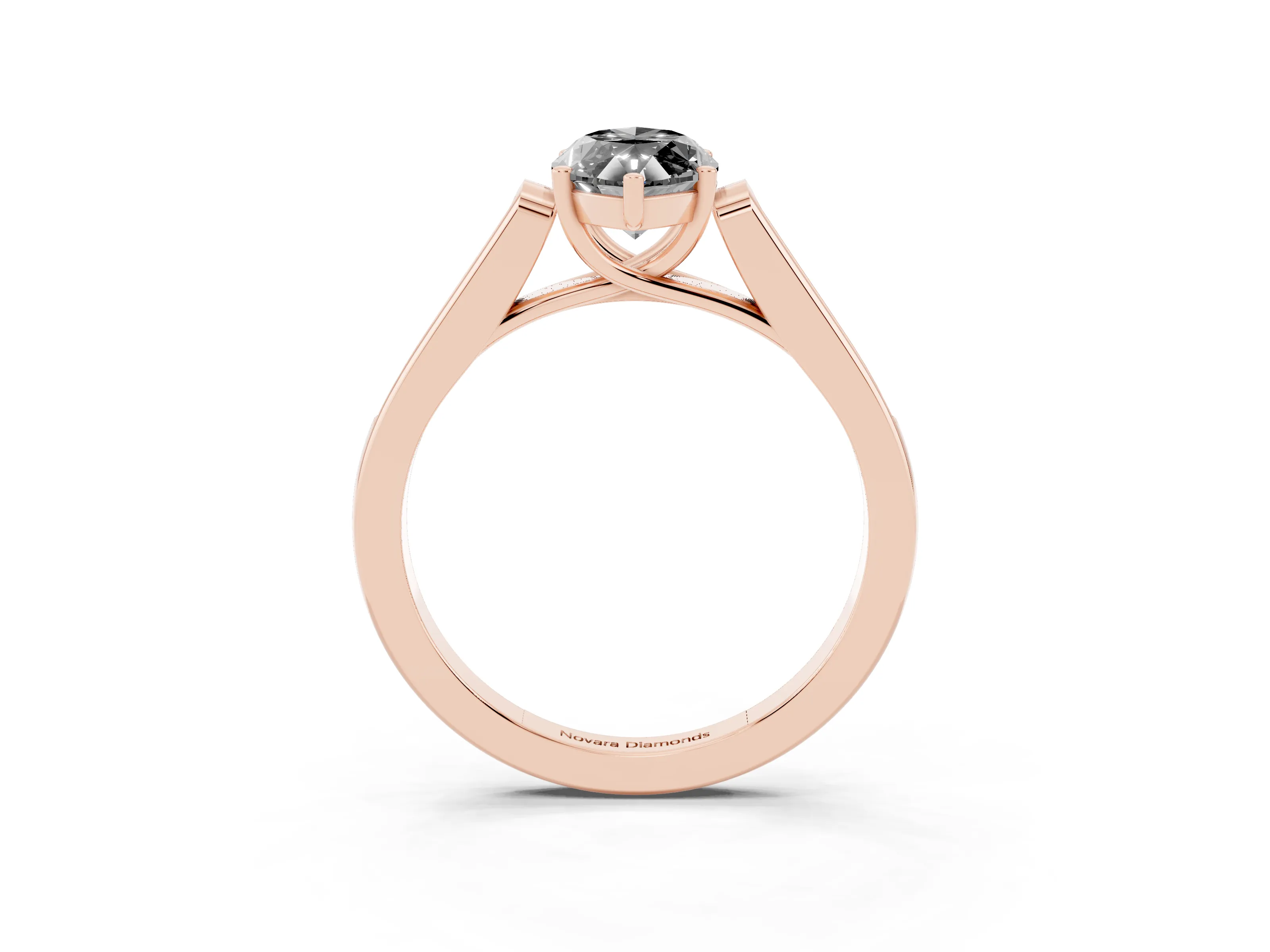 Fancy Black Marquise Cut Diamond Solitaire Cathedral Engagement Ring Set in Rose gold with Channel-Set Band and Prong Setting
