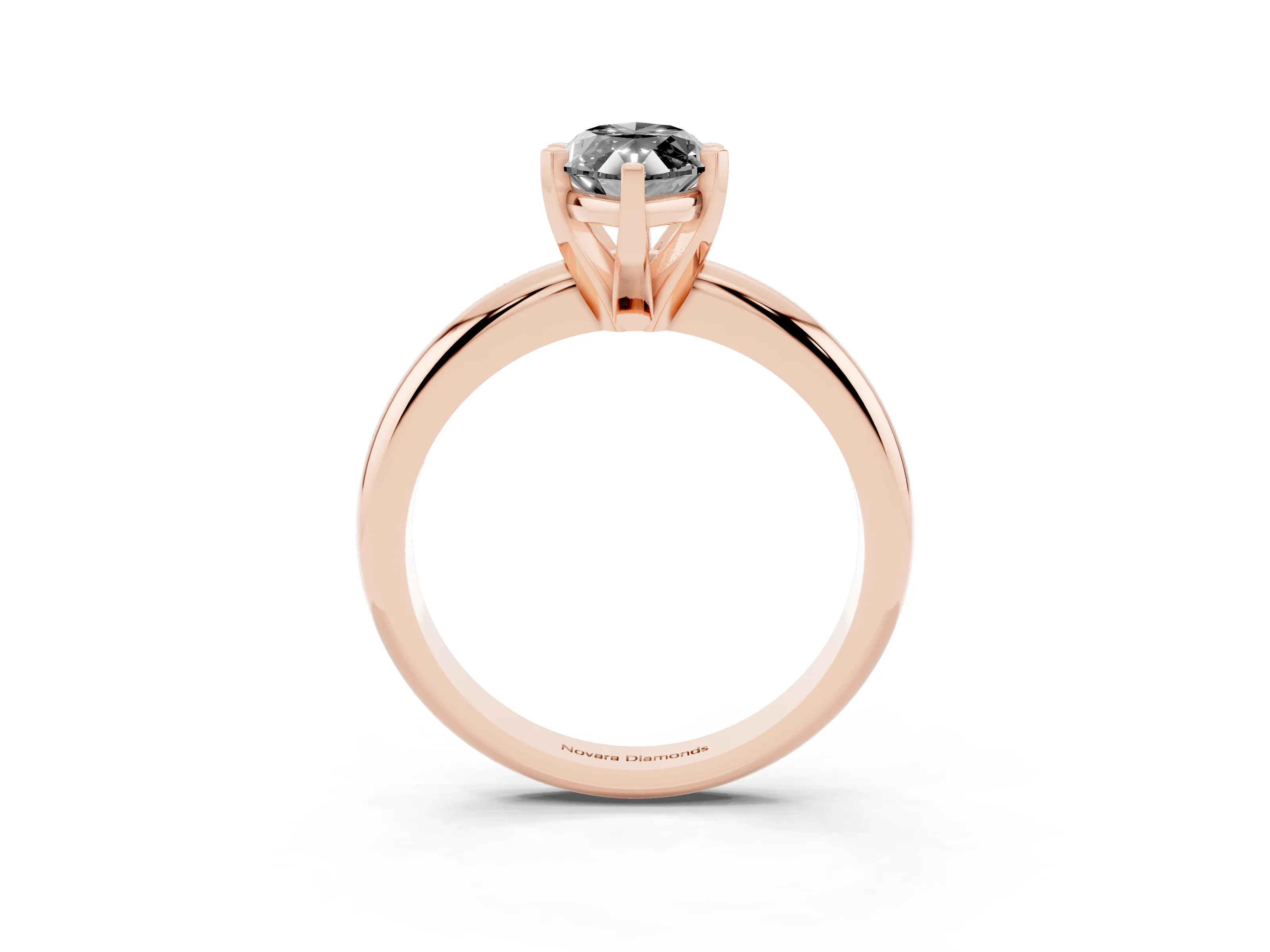 Fancy Black Marquise Cut Diamond Solitaire Engagement Ring Set in Rose gold with Round Band and Prong Setting