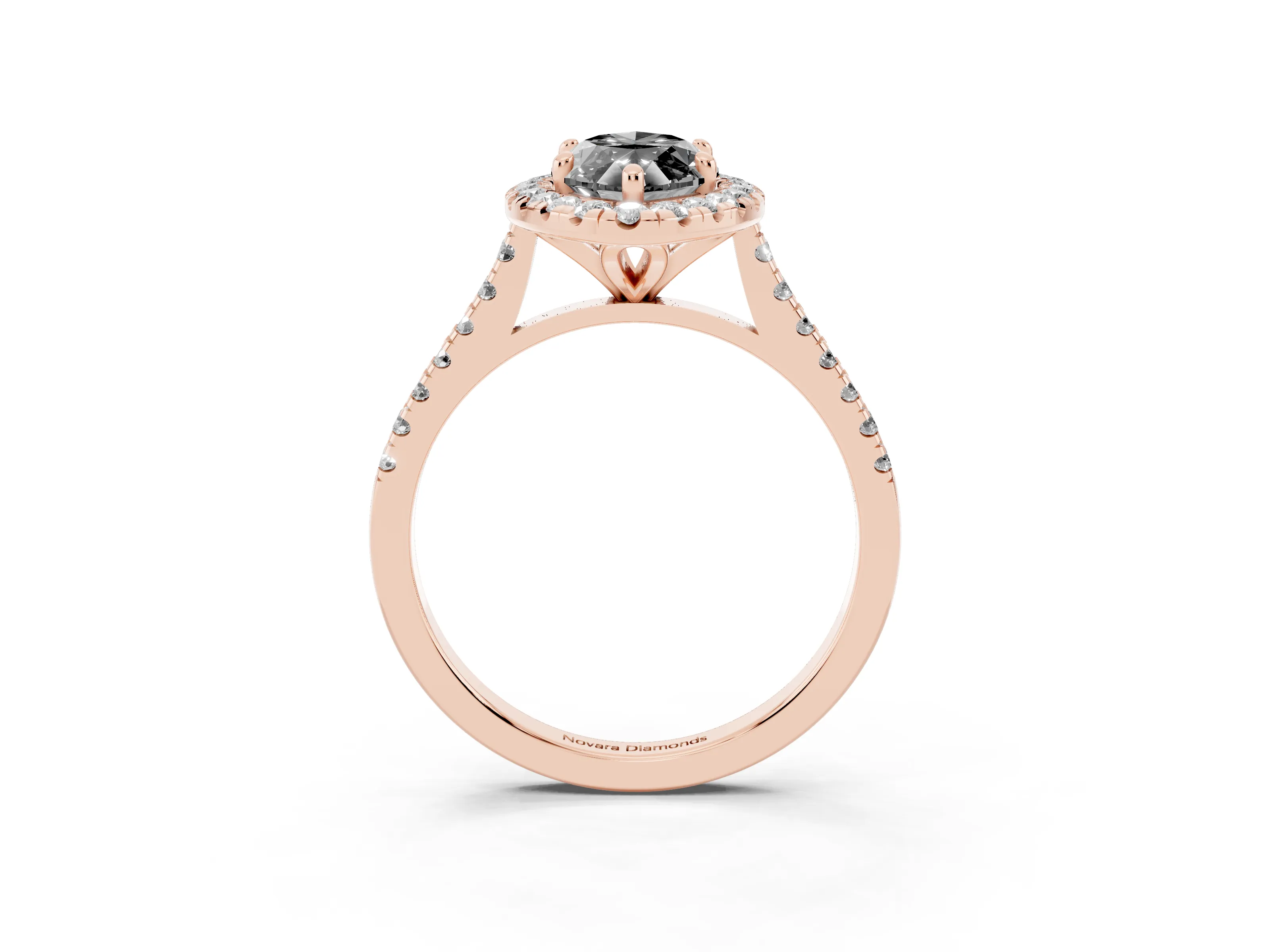 Fancy Black Marquise Cut Diamond Cushion Halo Ring Set in Rose gold with Pavé Band