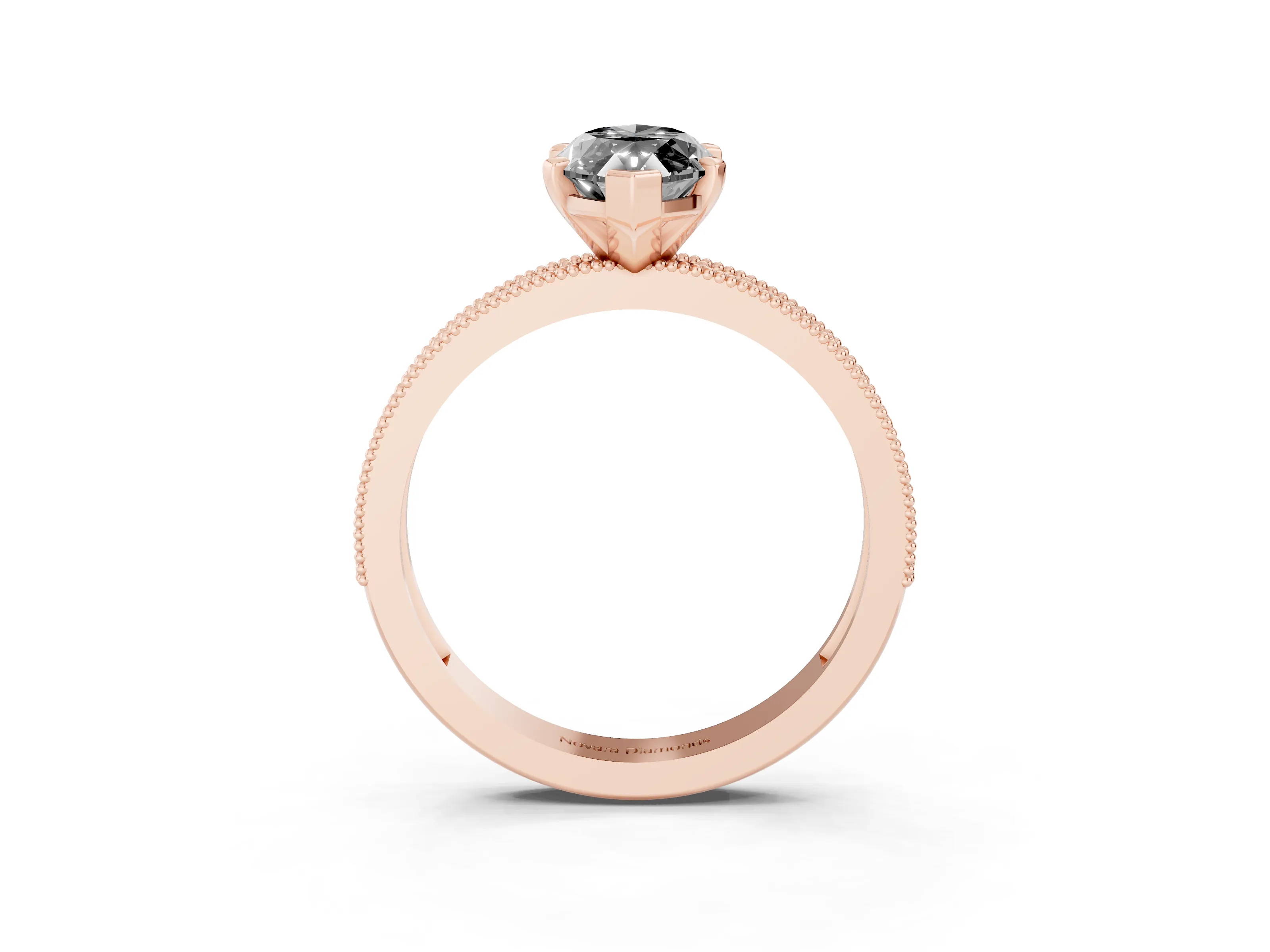 Marquise Vintage Milgrain Pavé Engagement Ring Setting for a Black Center | Solitaire | Rose Gold