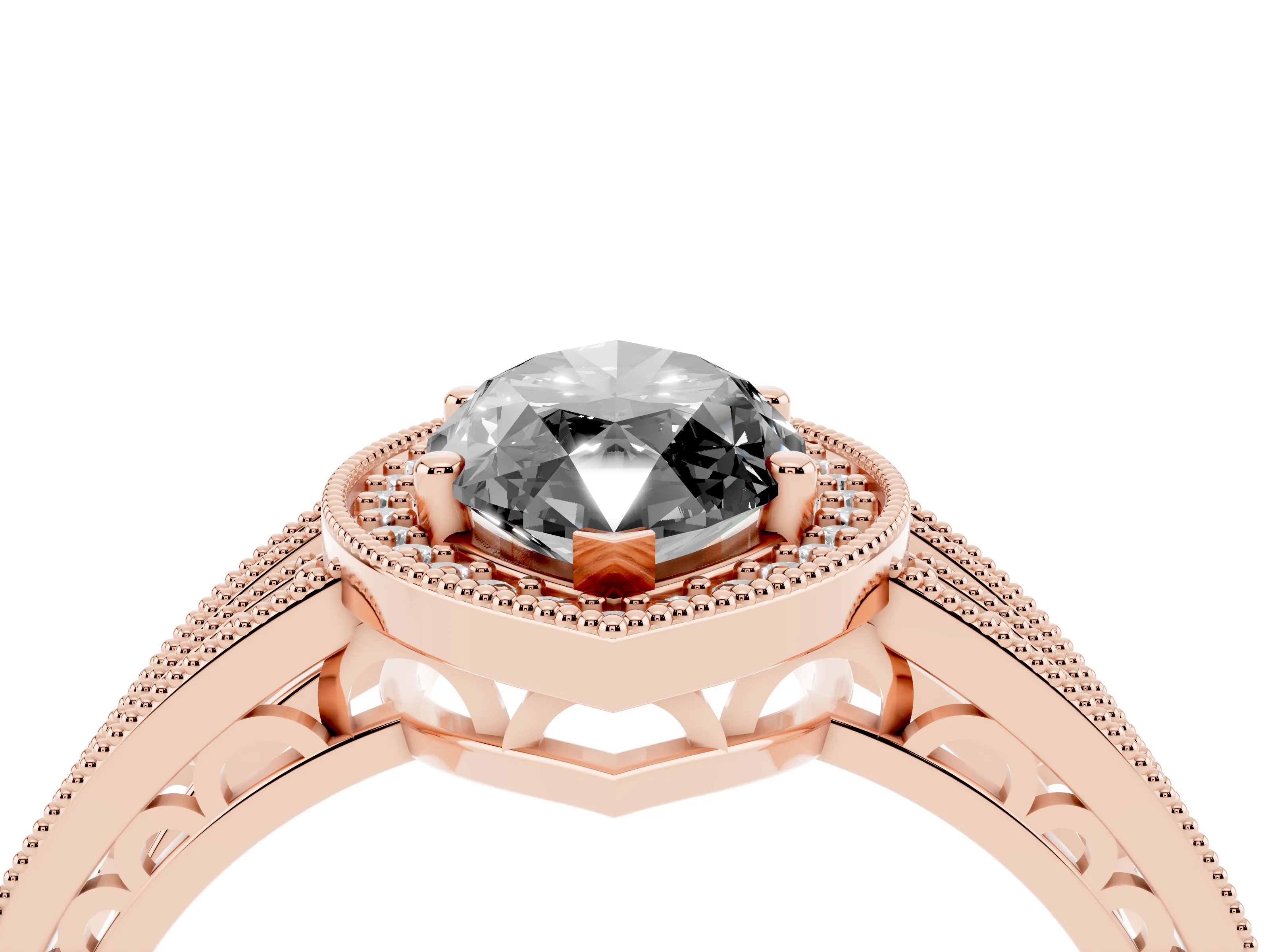 Fancy Black Marquise Cut Diamond Halo Ring Set in Rose gold with Accent Split Shank and Prong Setting