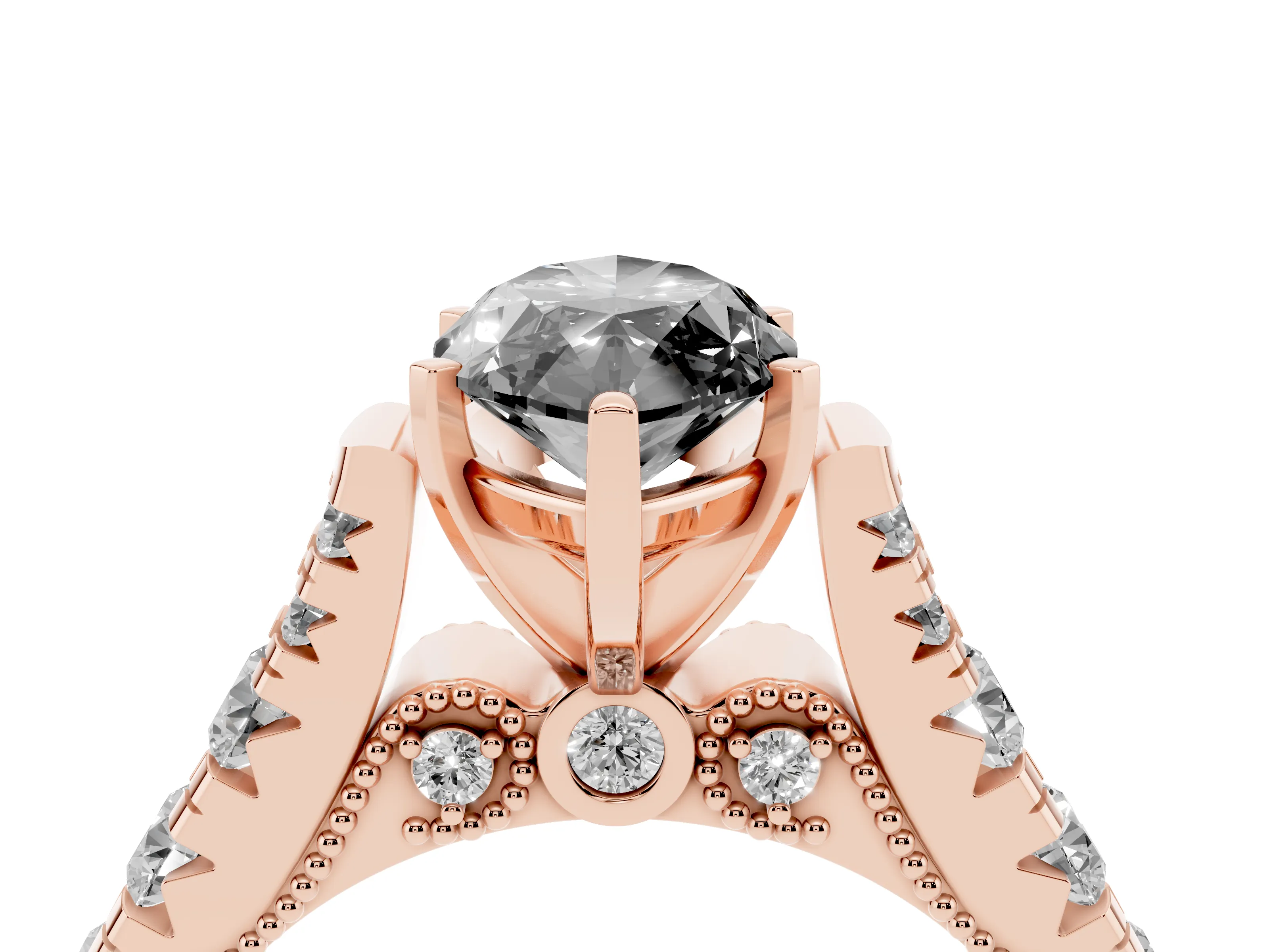 Fancy Black Marquise Cut Diamond Classic Solitaire Ring Set in Rose gold with Pavé Band and Prong Setting