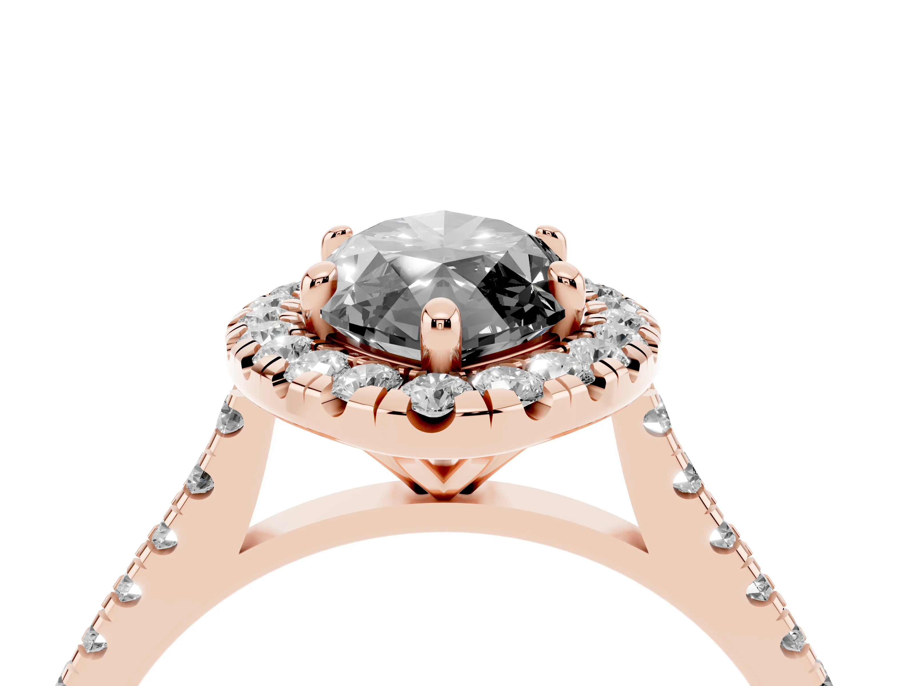 Fancy Black Marquise Cut Diamond Cushion Halo Ring Set in Rose gold with Pavé Band