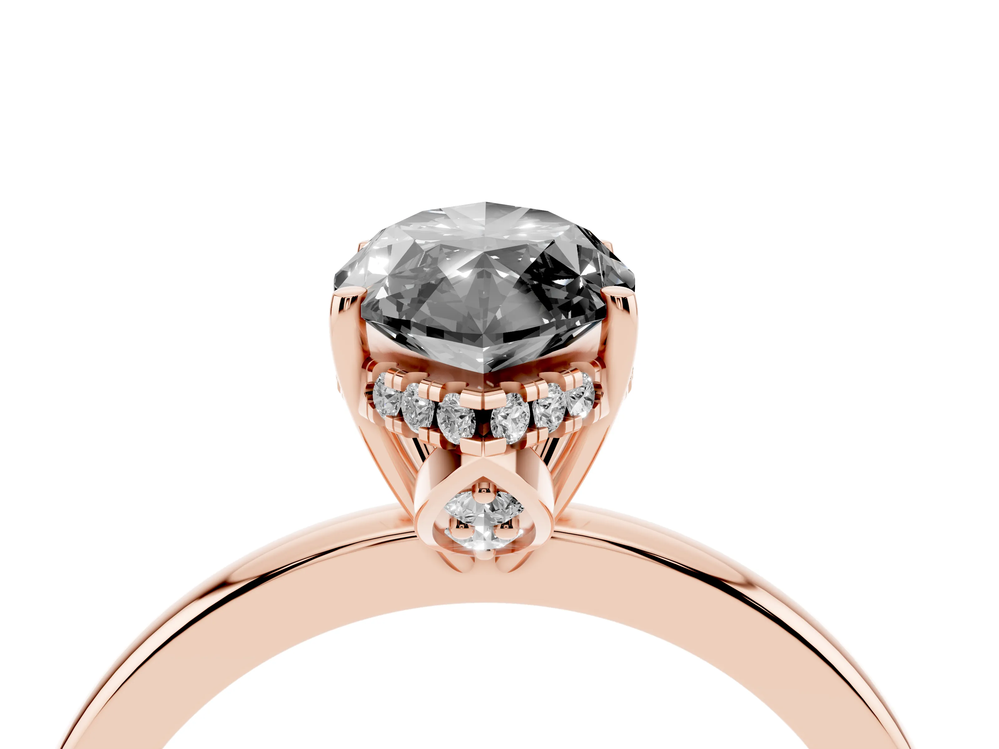 Fancy Black Marquise Cut Diamond Solitaire Ring Set in Rose gold with Plain Band and Prong Setting