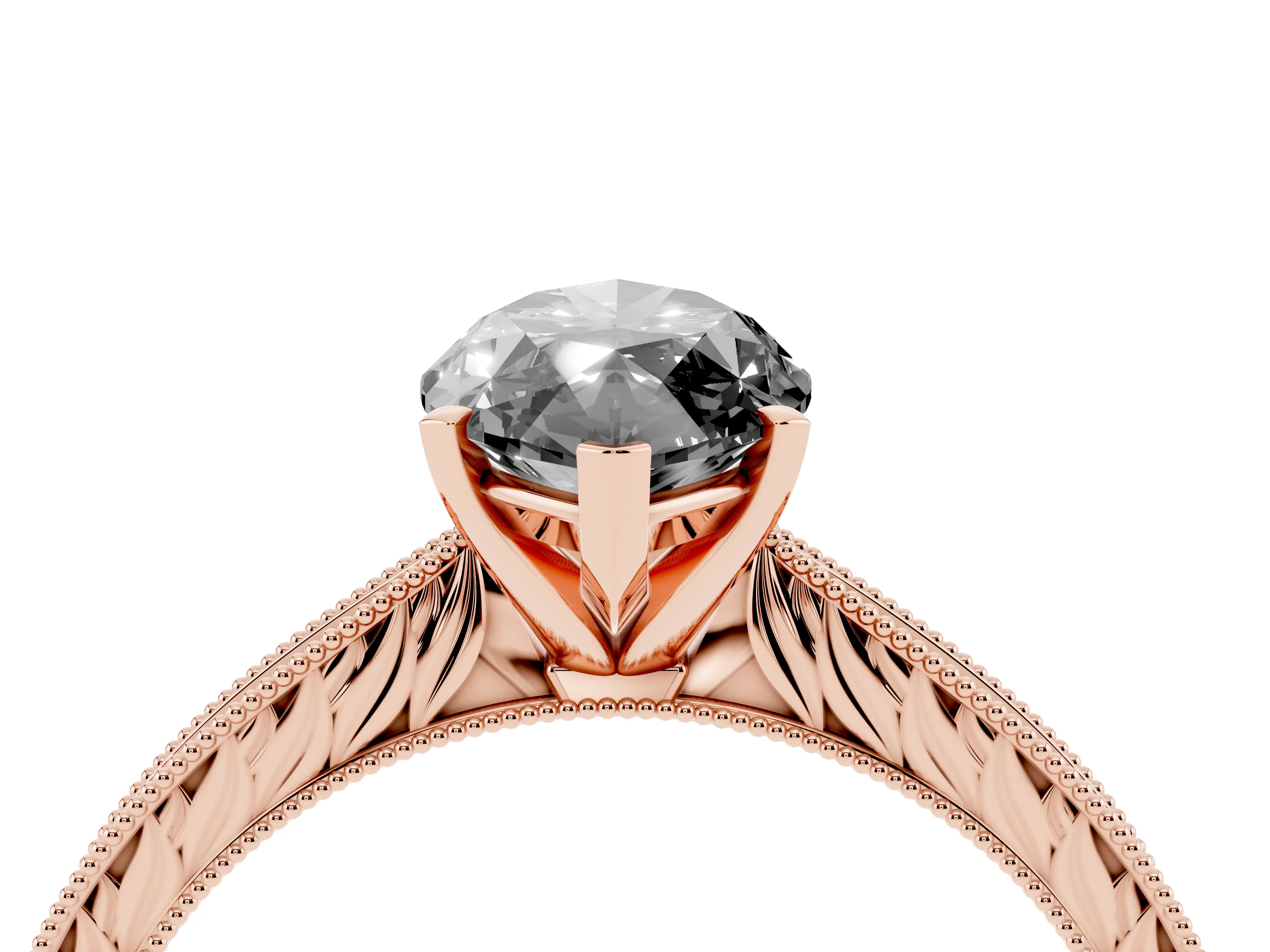 Fancy Black Marquise Cut Diamond Solitaire Milgrain Engraved Band Set in Rose gold with Prong Setting