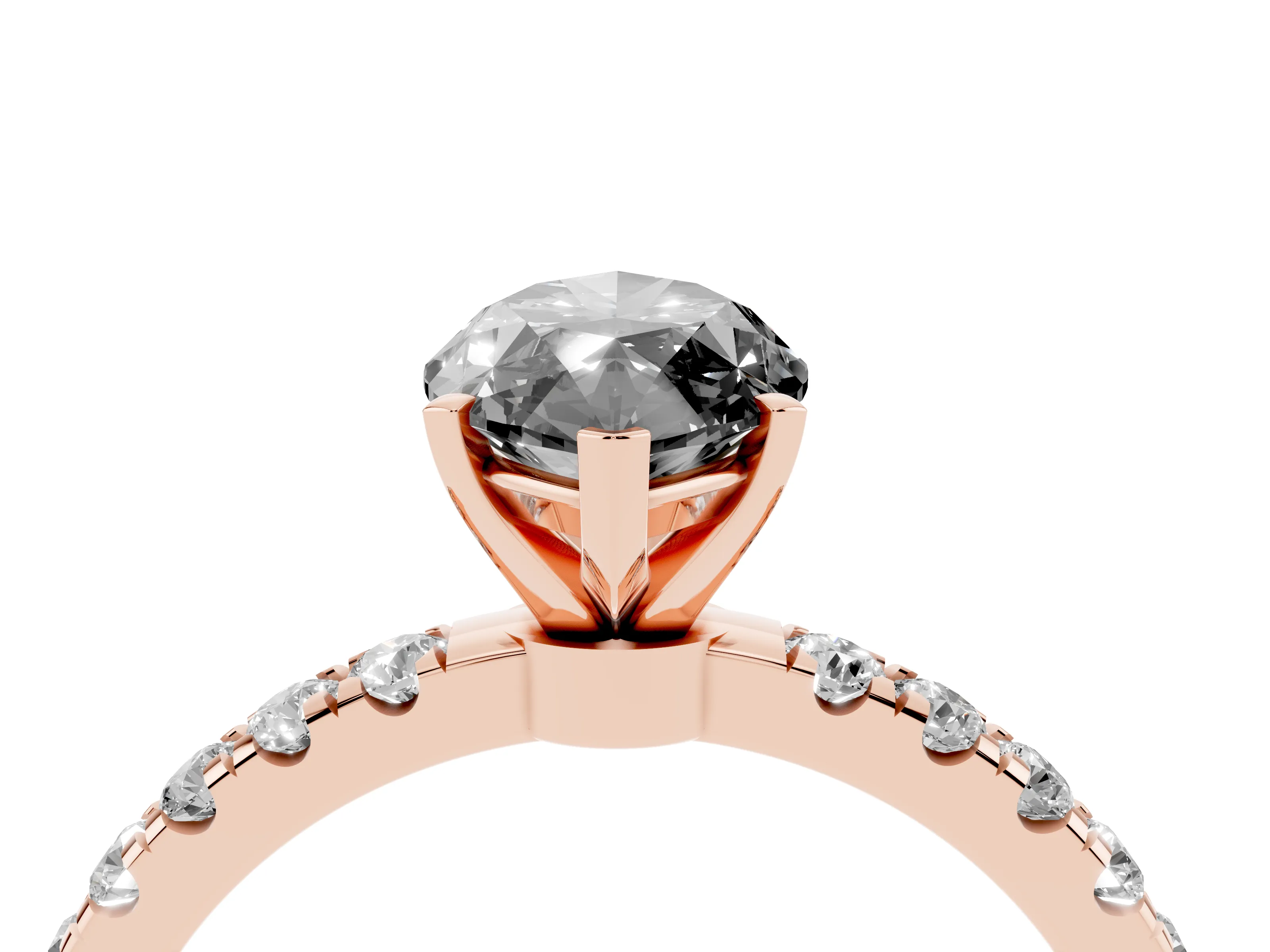 Fancy Black Marquise Cut Diamond Solitaire Ring Set in Rose gold with Pavé Accents and Prong Setting