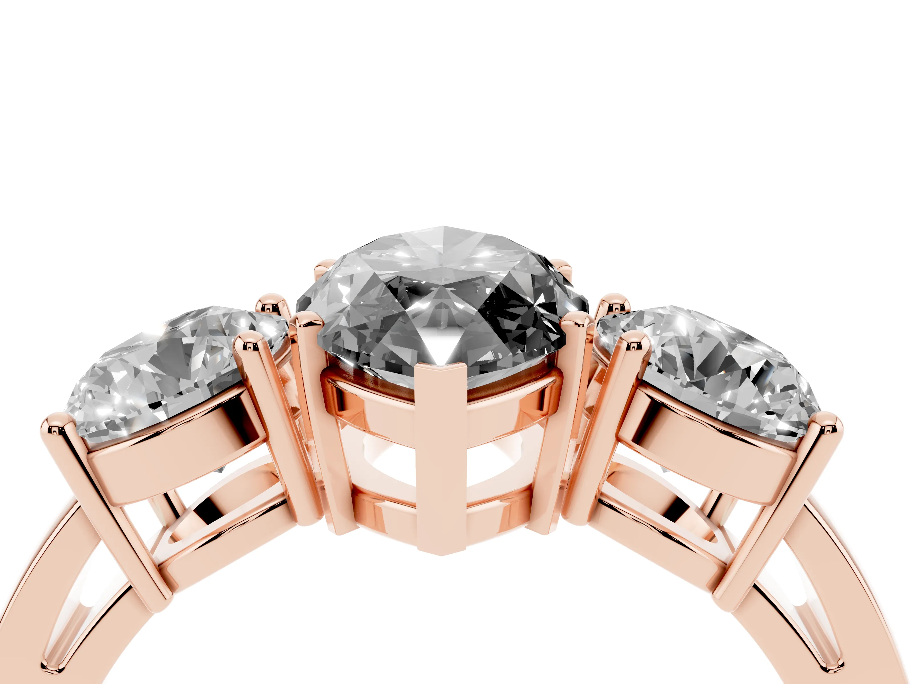Fancy Black Marquise Cut Diamond Three-Stone Ring Set in Rose gold with Round Side Stones and Classic Band