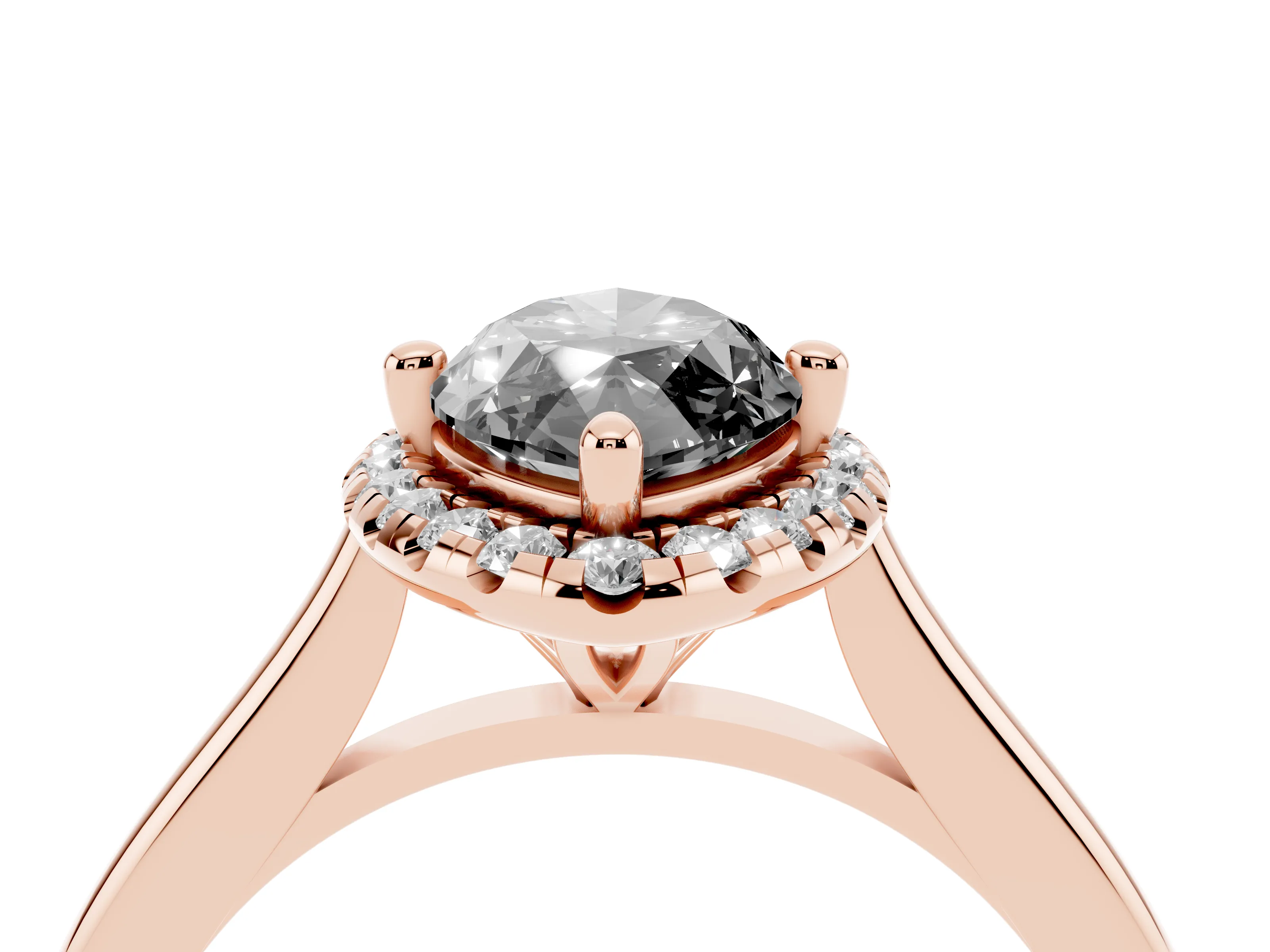 Fancy Black Marquise Cut Diamond Halo Engagement Ring Set in Rose gold with Pavé Band and Rising Shoulders