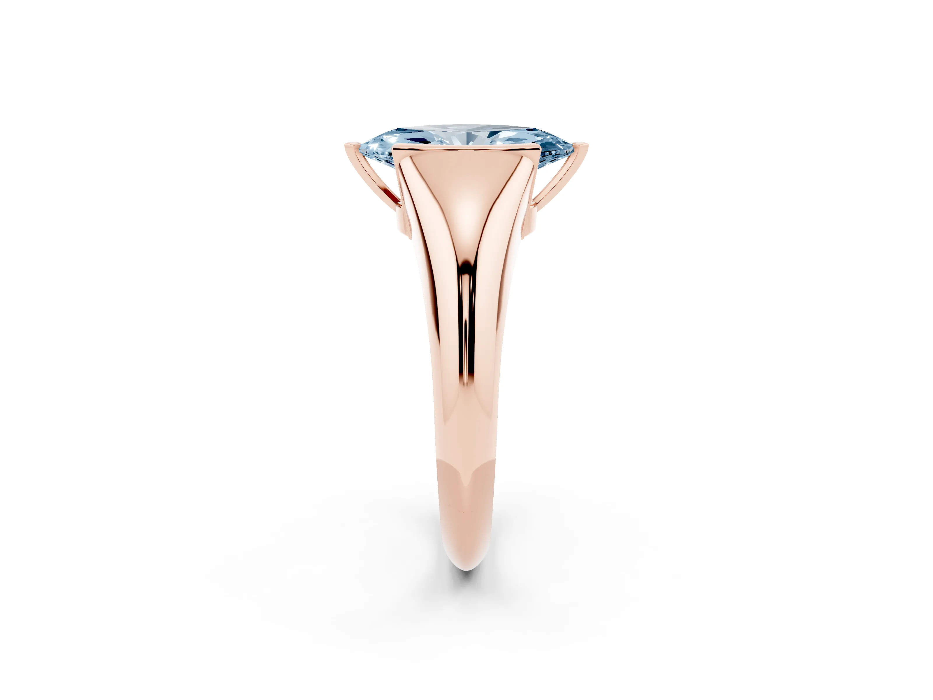 Fancy Blue Marquise Cut Diamond Solitaire Tension Set Ring Set in Rose gold