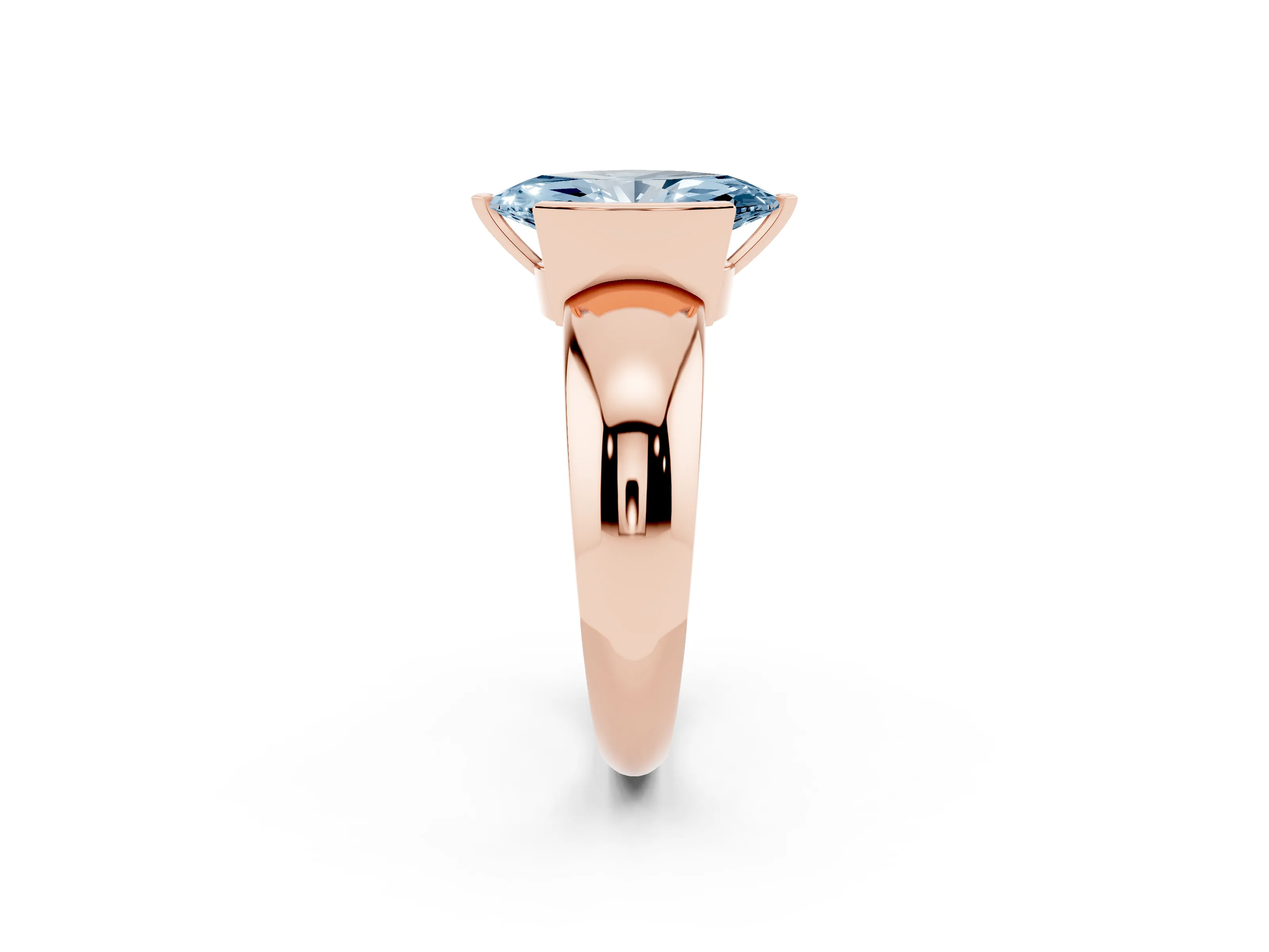 Fancy Blue Marquise Cut Diamond Solitaire Tension Set Ring Set in Rose gold with Wide Band