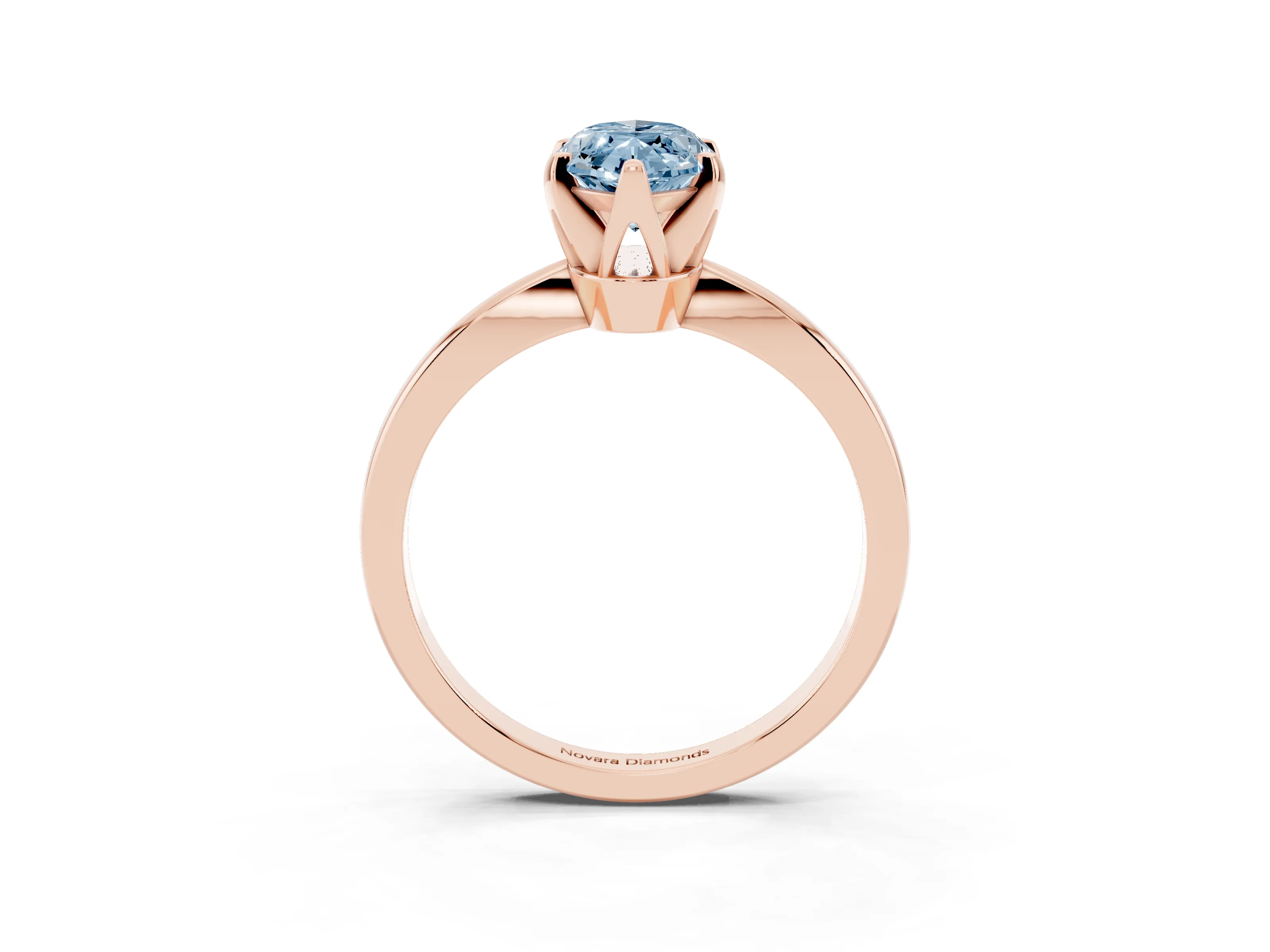 Fancy Blue Marquise Cut Diamond Solitaire Engagement Ring Set in Rose gold with Slim Tapered Solitaire Band