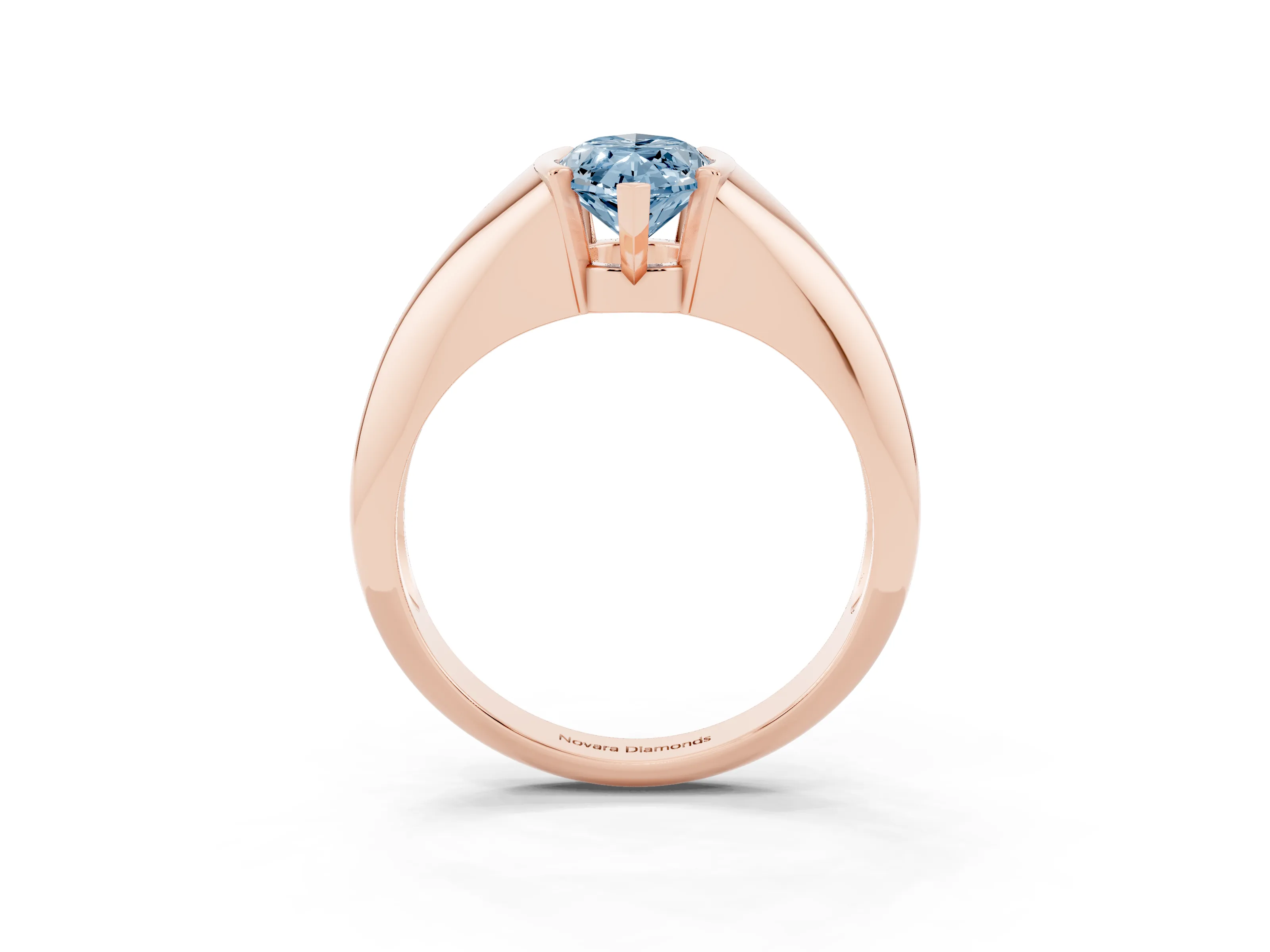 Fancy Blue Marquise Cut Diamond Solitaire Tension Set Ring Set in Rose gold