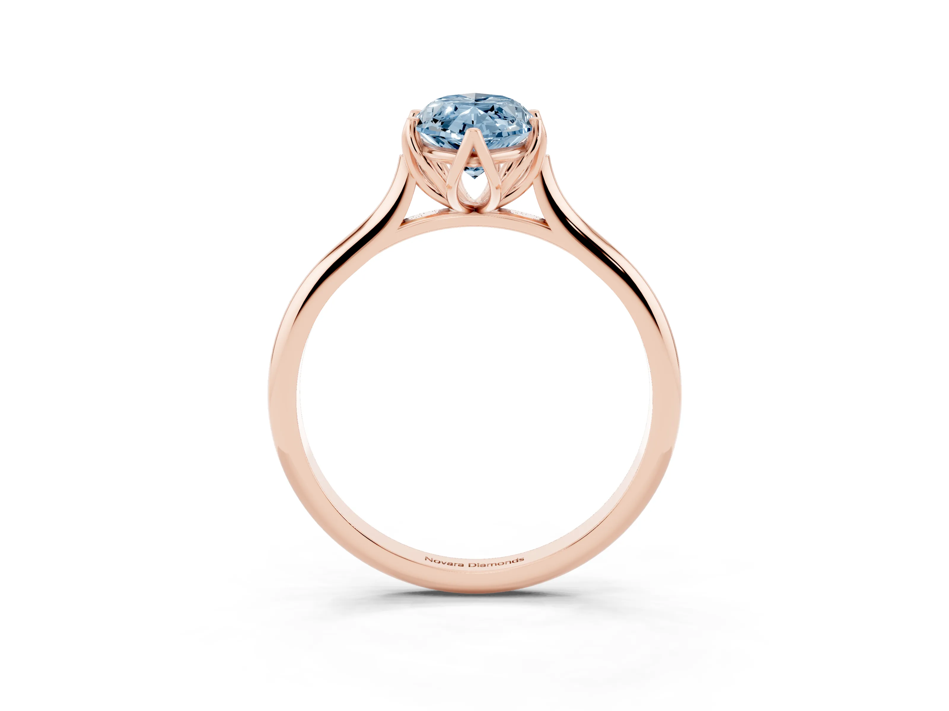 Fancy Blue Marquise Cut Diamond Solitaire Cathedral Ring Set in Rose gold with Prong Setting