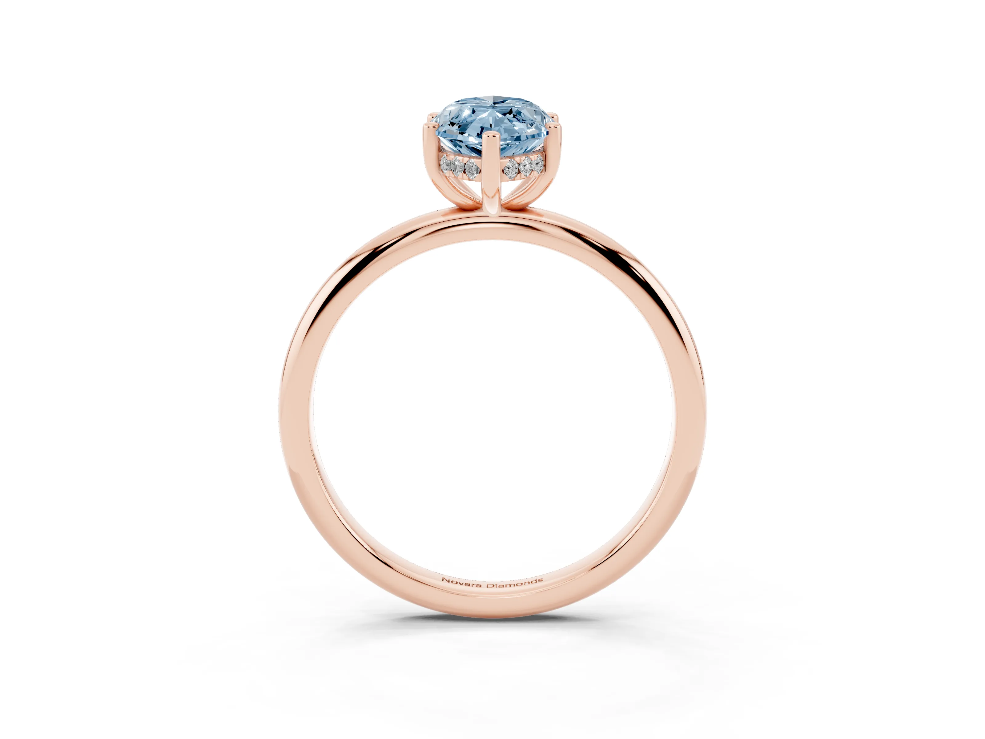 Fancy Blue Marquise Cut Diamond Solitaire Engagement Ring Set in Rose gold with Prong Setting and Polished Band