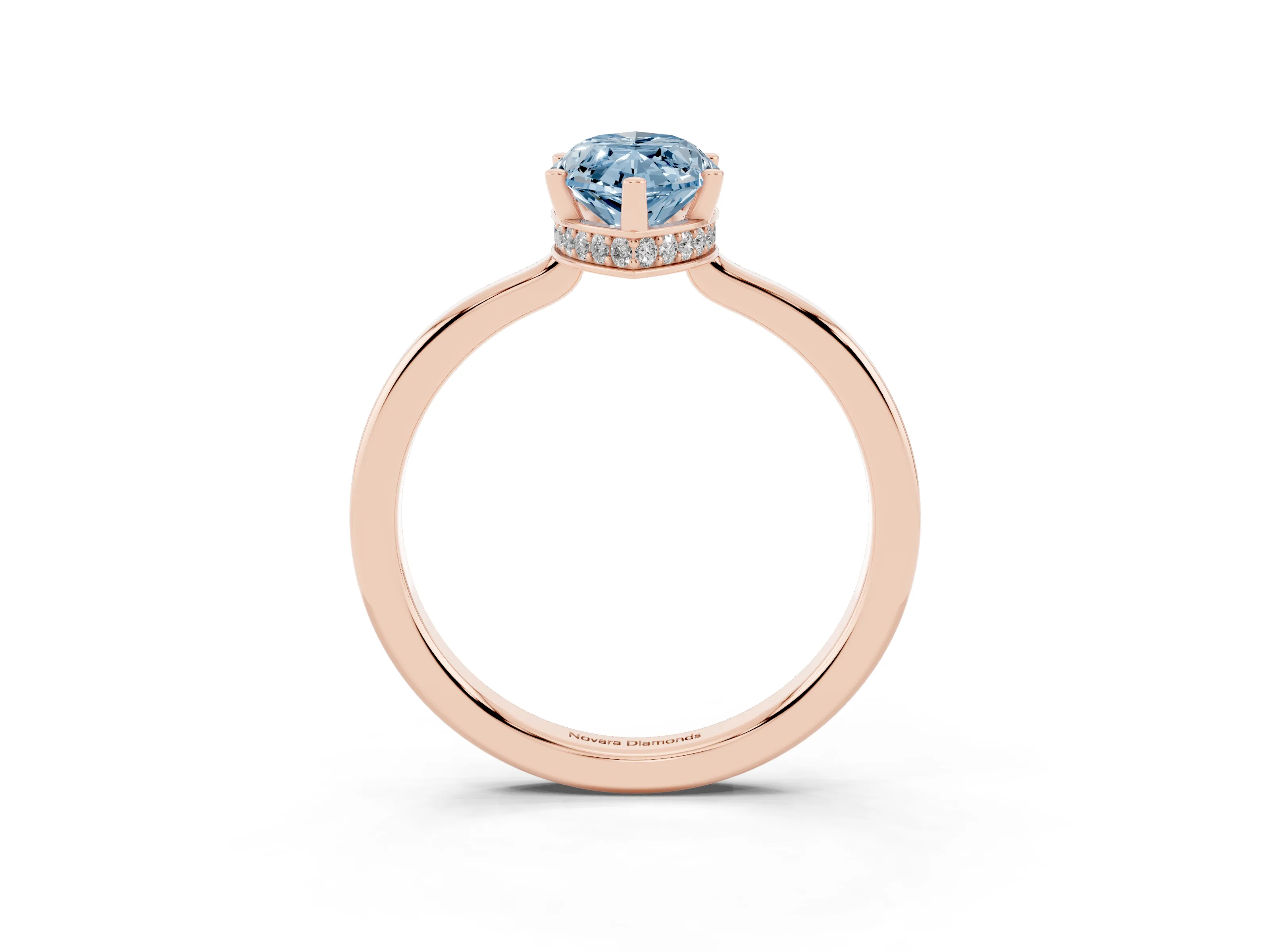 Fancy Blue Marquise Cut Diamond Solitaire Engagement Ring Set in Rose gold with Prong Setting on a Plain Band