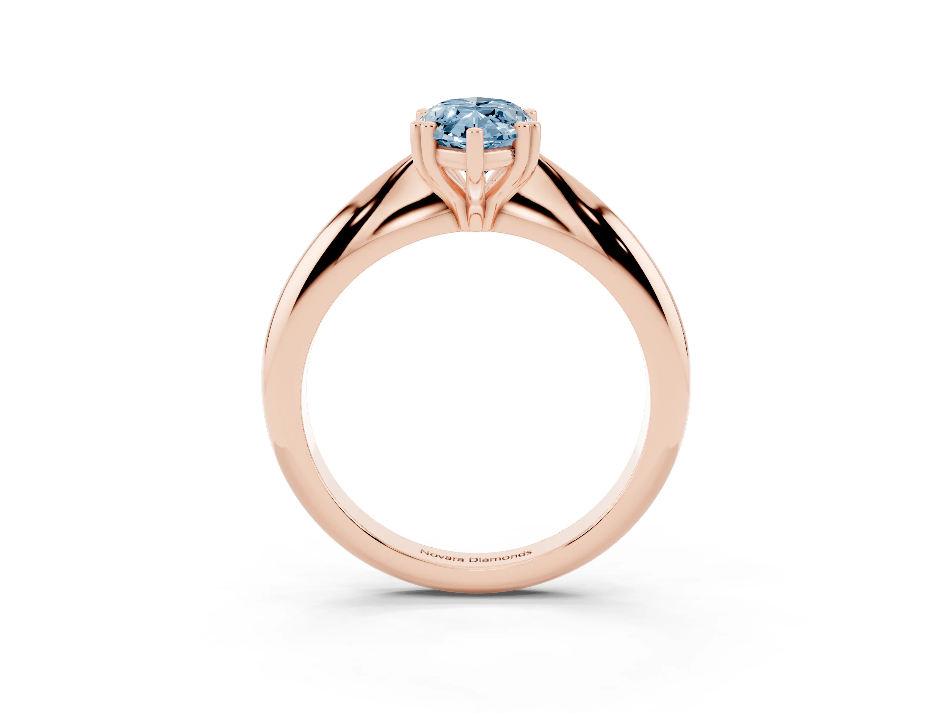 Fancy Blue Marquise Cut Diamond Solitaire Engagement Ring Set in Rose gold with Tapered Band and Prong Setting
