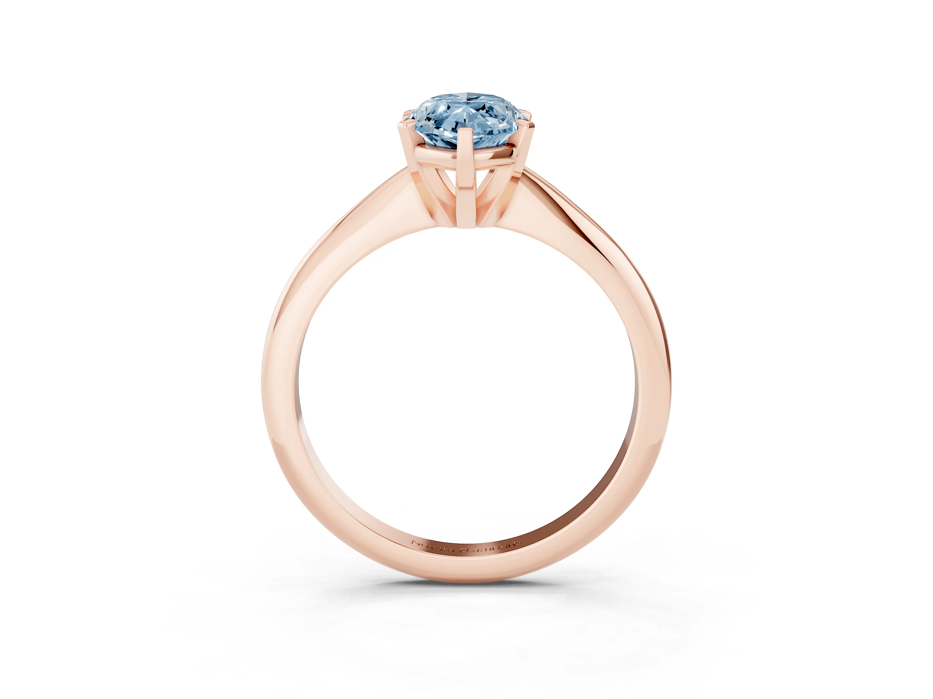 Fancy Blue Marquise Cut Diamond Solitaire Ring Set in Rose gold with Prong Setting on a Plain Round Band