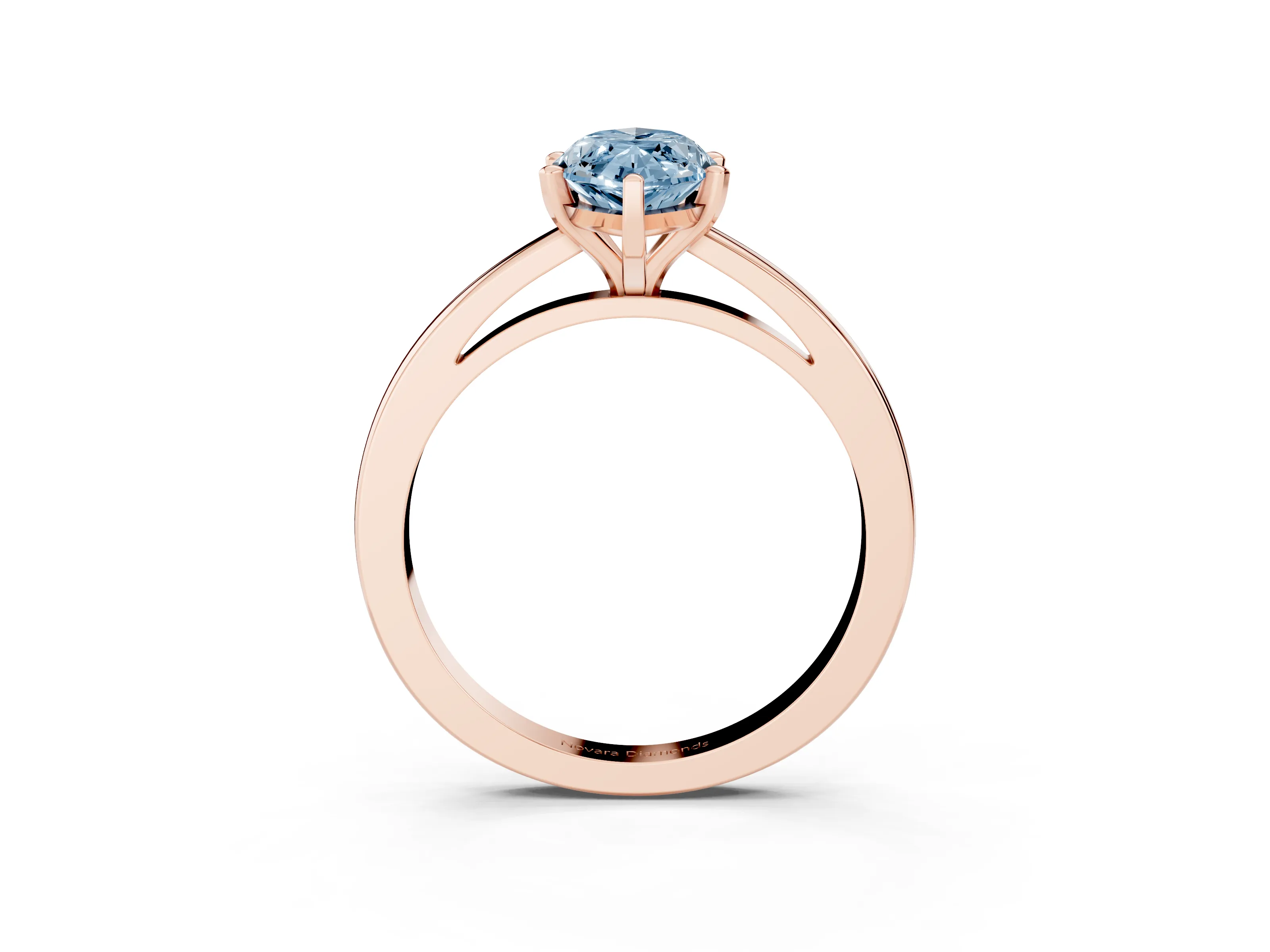 Fancy Blue Marquise Cut Diamond Solitaire Engagement Ring Set in Rose gold with Prong Setting on a Classic Band