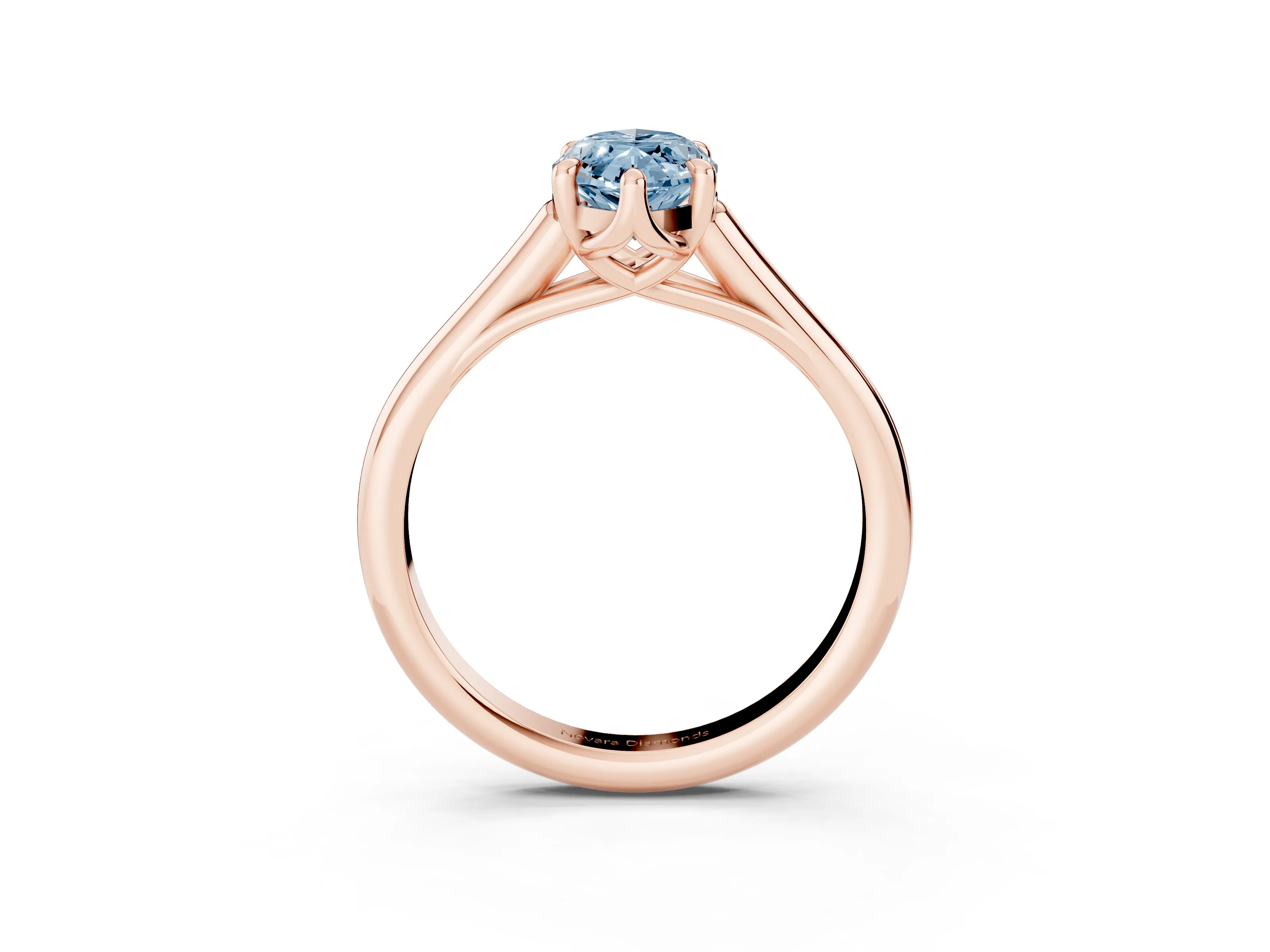 Fancy Blue Marquise Cut Diamond Solitaire Engagement Ring Set in Rose gold with Prong Setting and Plain Classic Band