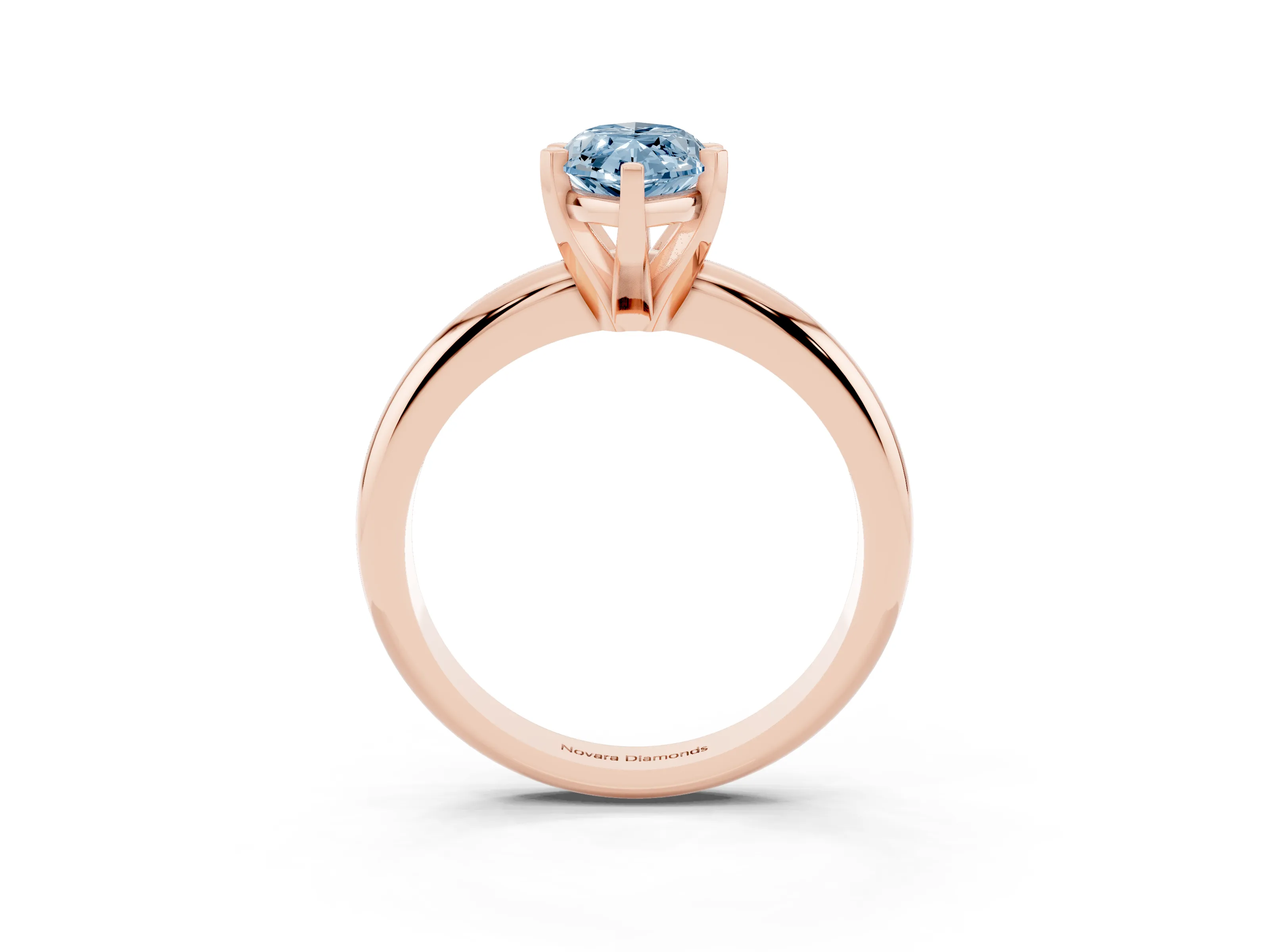 Fancy Blue Marquise Cut Diamond Solitaire Engagement Ring Set in Rose gold with Round Band and Prong Setting