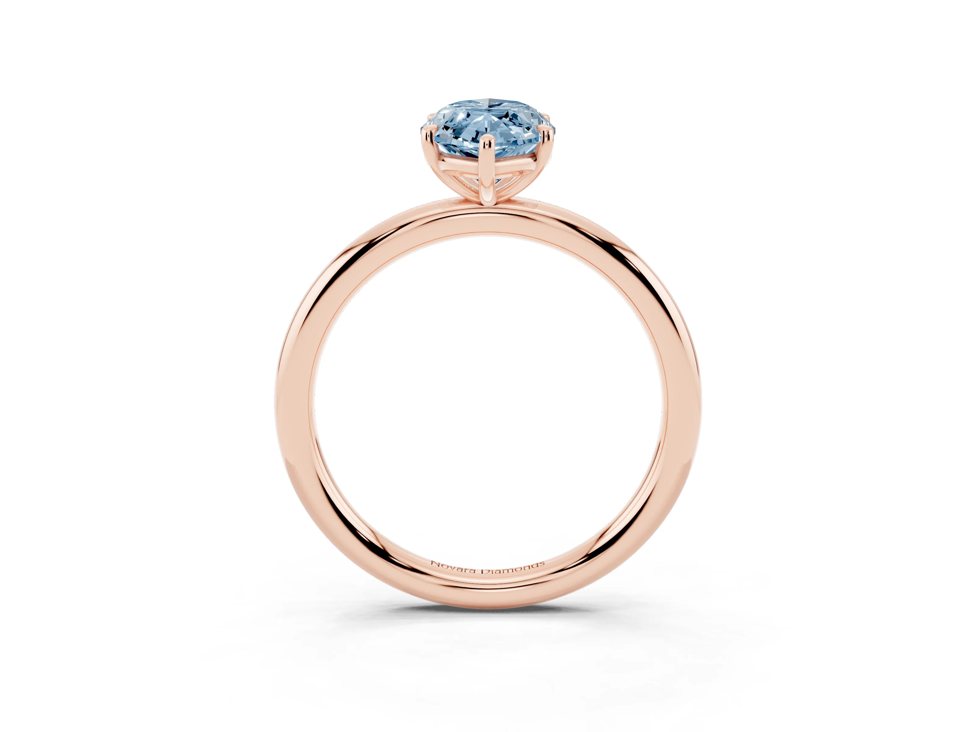 Fancy Blue Marquise Cut Diamond Solitaire Ring Set in Rose gold with Prong Setting on a Polished Plain Band