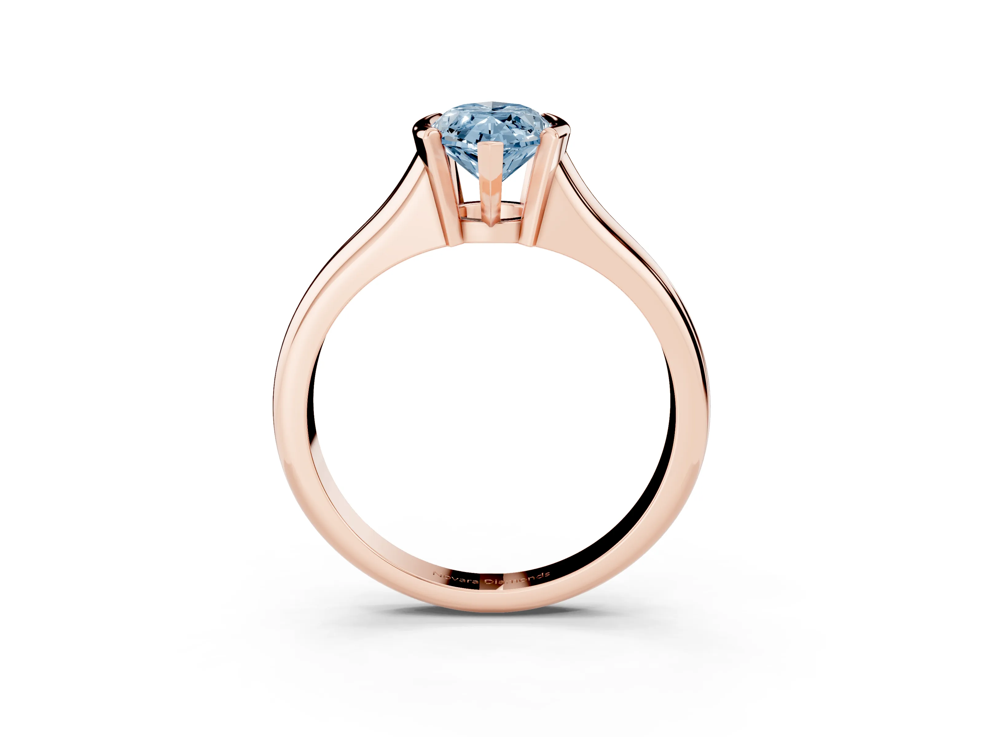 Fancy Blue Marquise Cut Diamond Solitaire Tension Set Ring Set in Rose gold with Split Shank Band