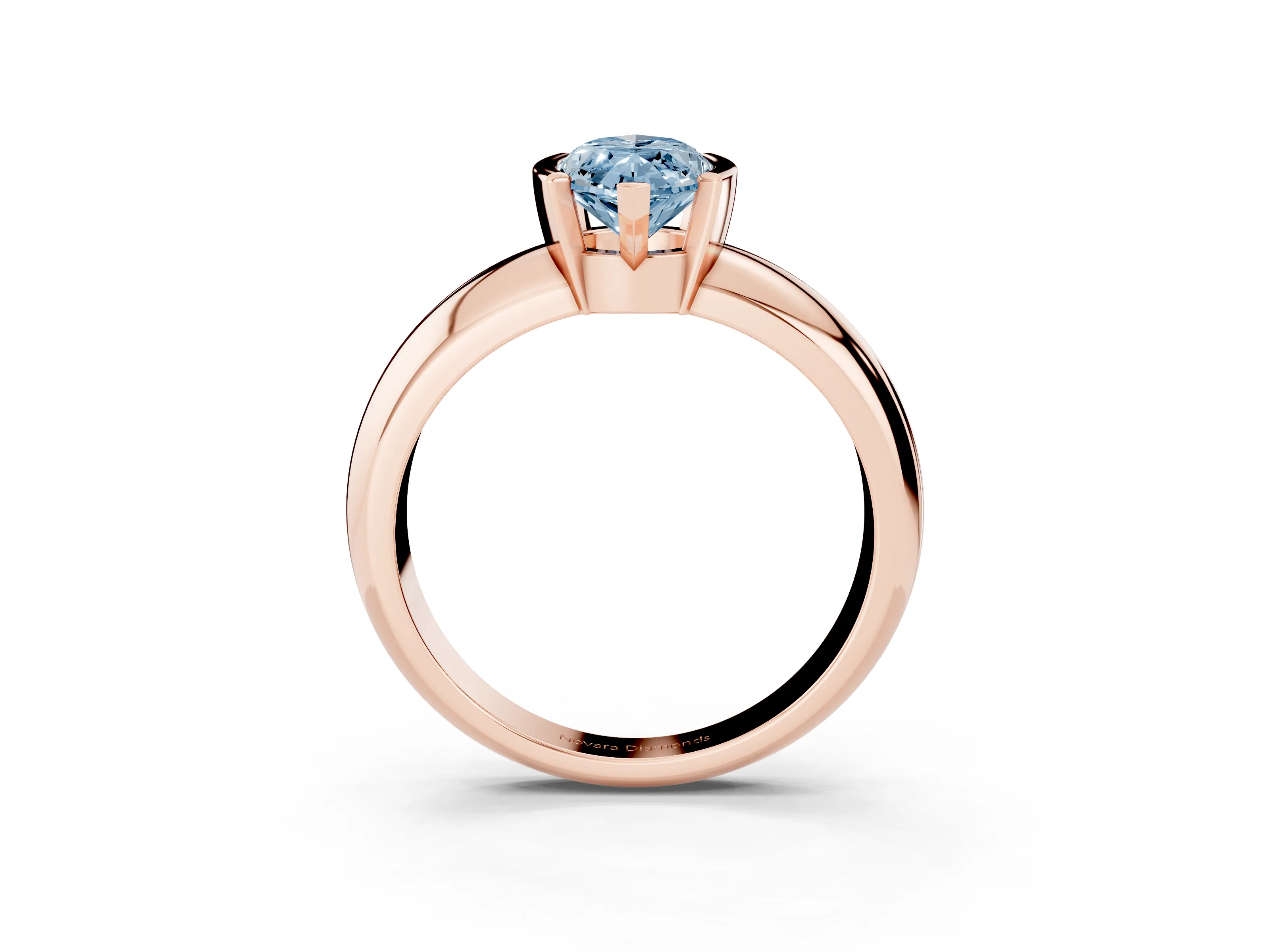 Fancy Blue Marquise Cut Diamond Solitaire Tension Set Ring Set in Rose gold with Wide Band