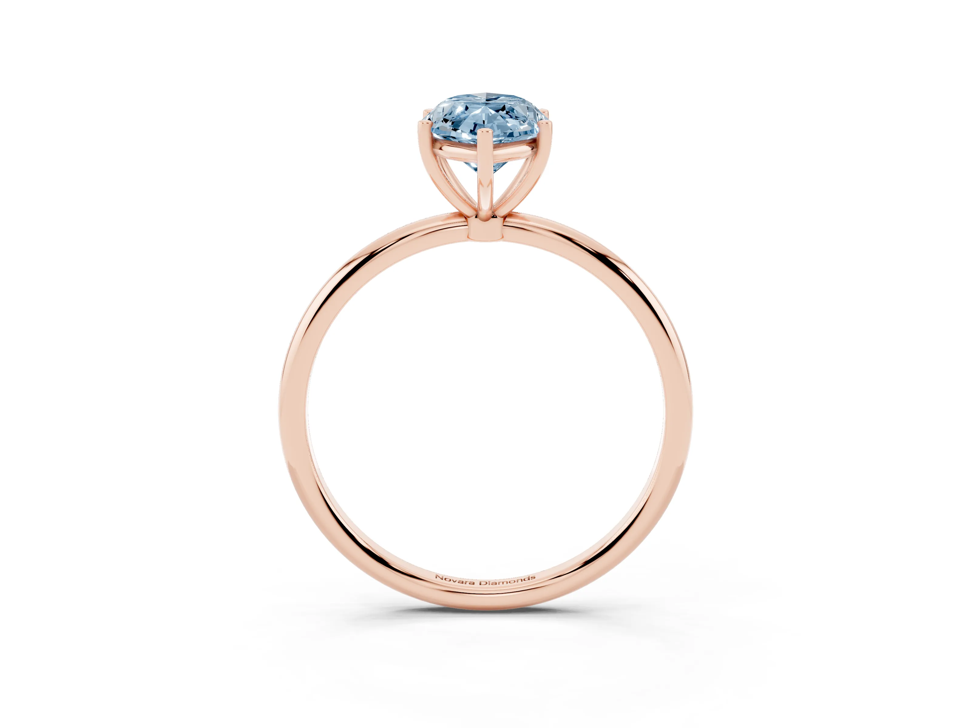 Fancy Blue Marquise Cut Diamond Solitaire Engagement Ring Set in Rose gold with Thin Band and Prong Setting