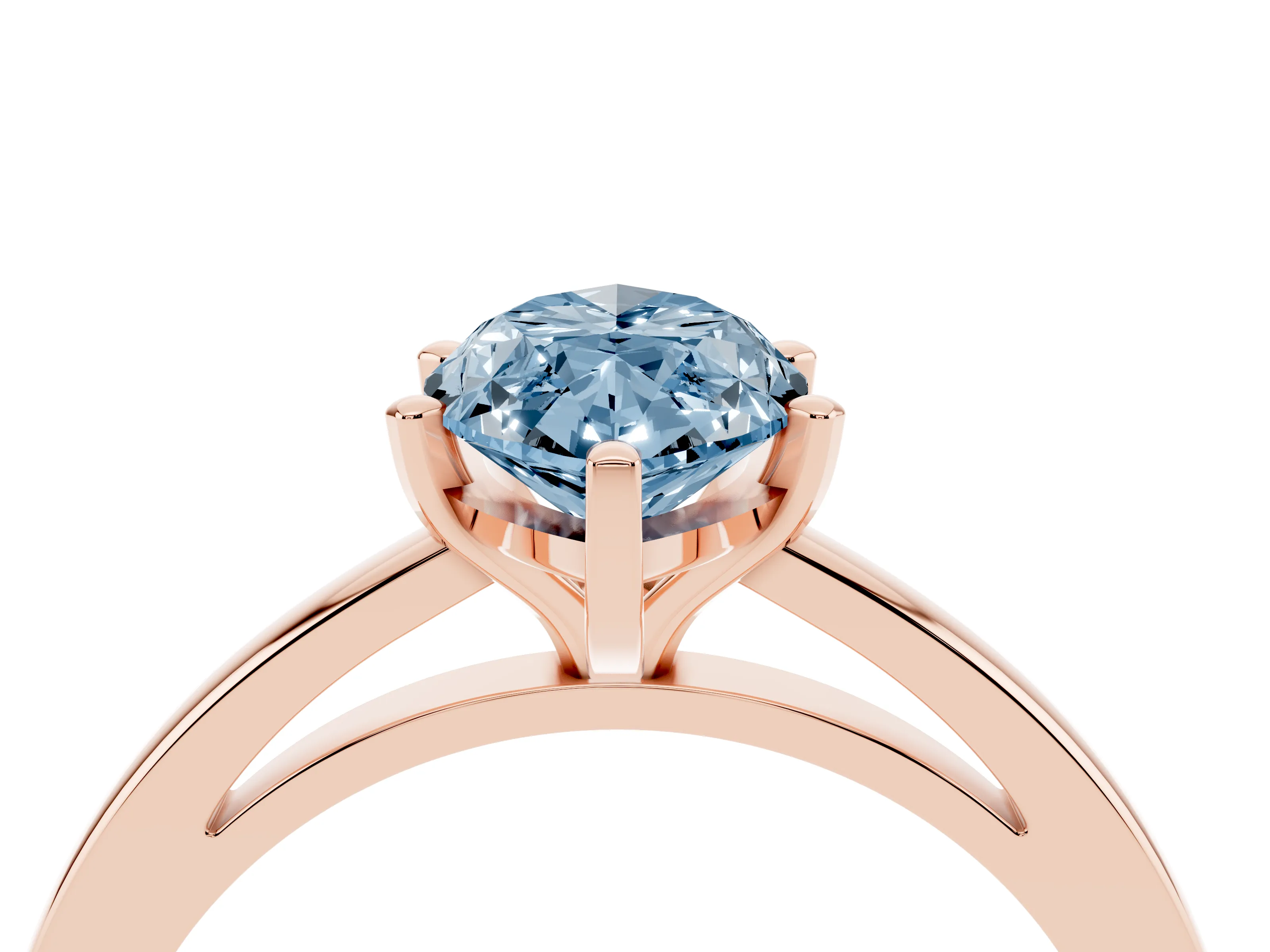 Fancy Blue Marquise Cut Diamond Solitaire Engagement Ring Set in Rose gold with Prong Setting on a Classic Band