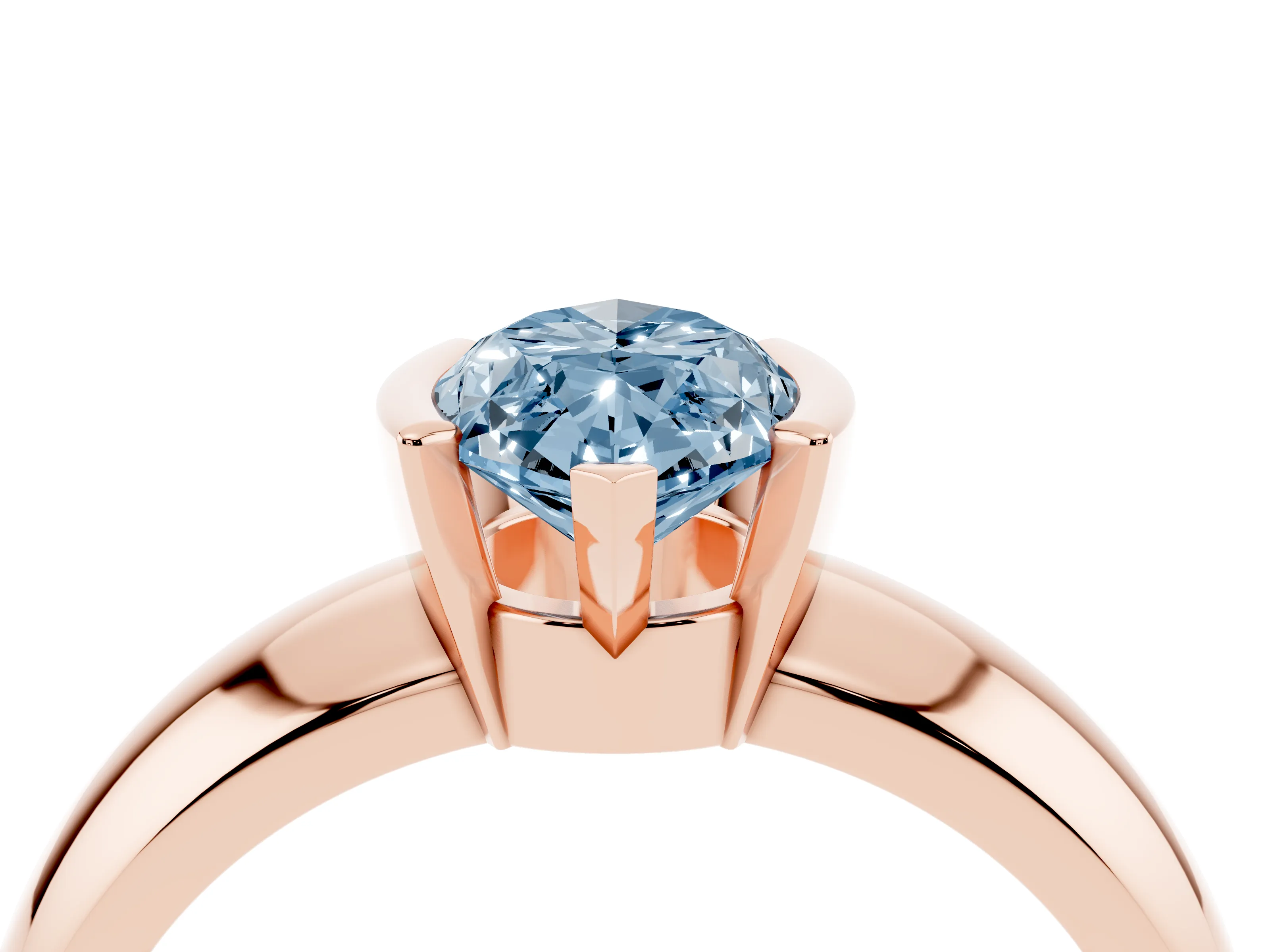 Fancy Blue Marquise Cut Diamond Solitaire Tension Set Ring Set in Rose gold with Wide Band