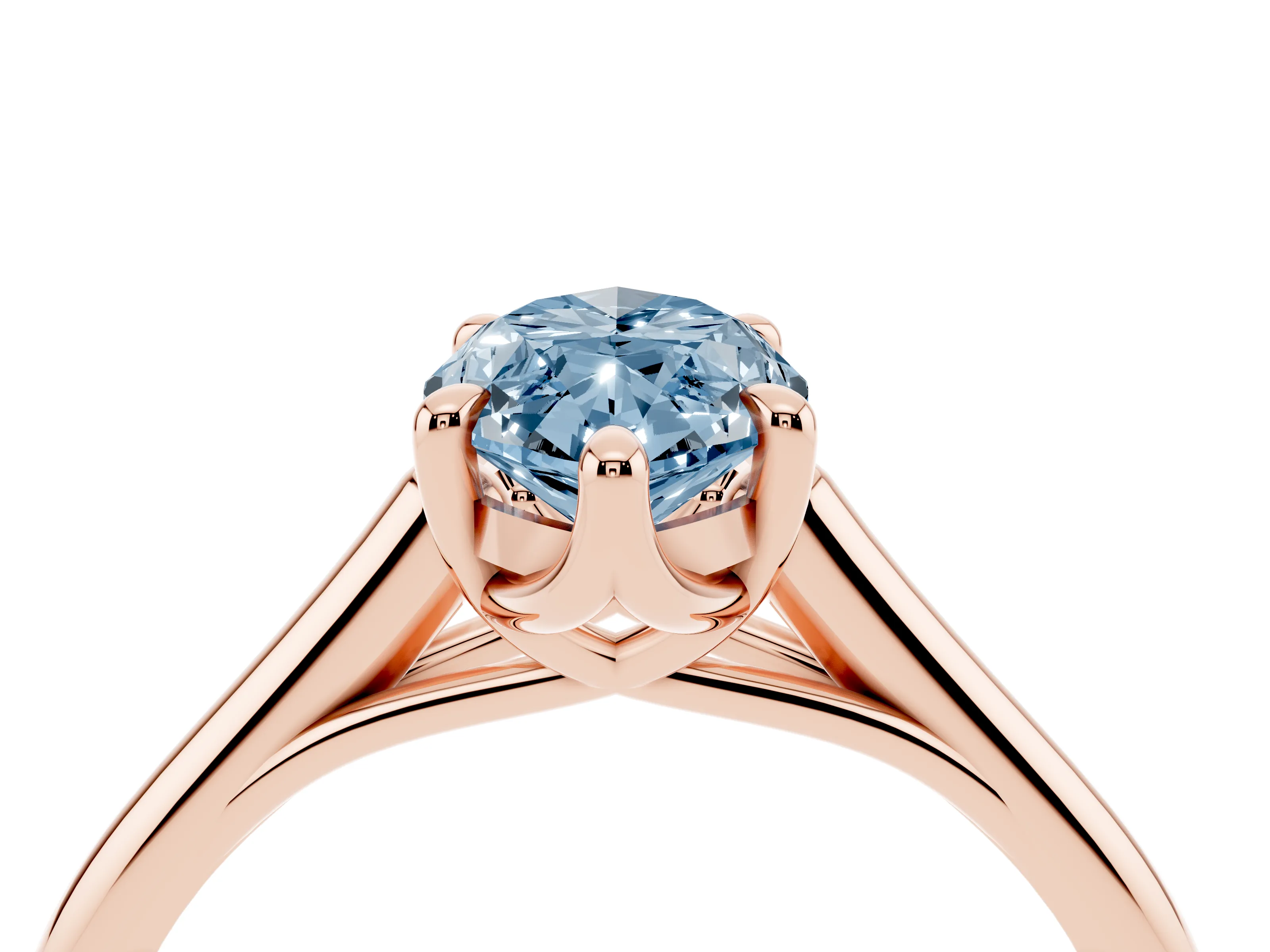 Fancy Blue Marquise Cut Diamond Solitaire Engagement Ring Set in Rose gold with Prong Setting and Plain Classic Band