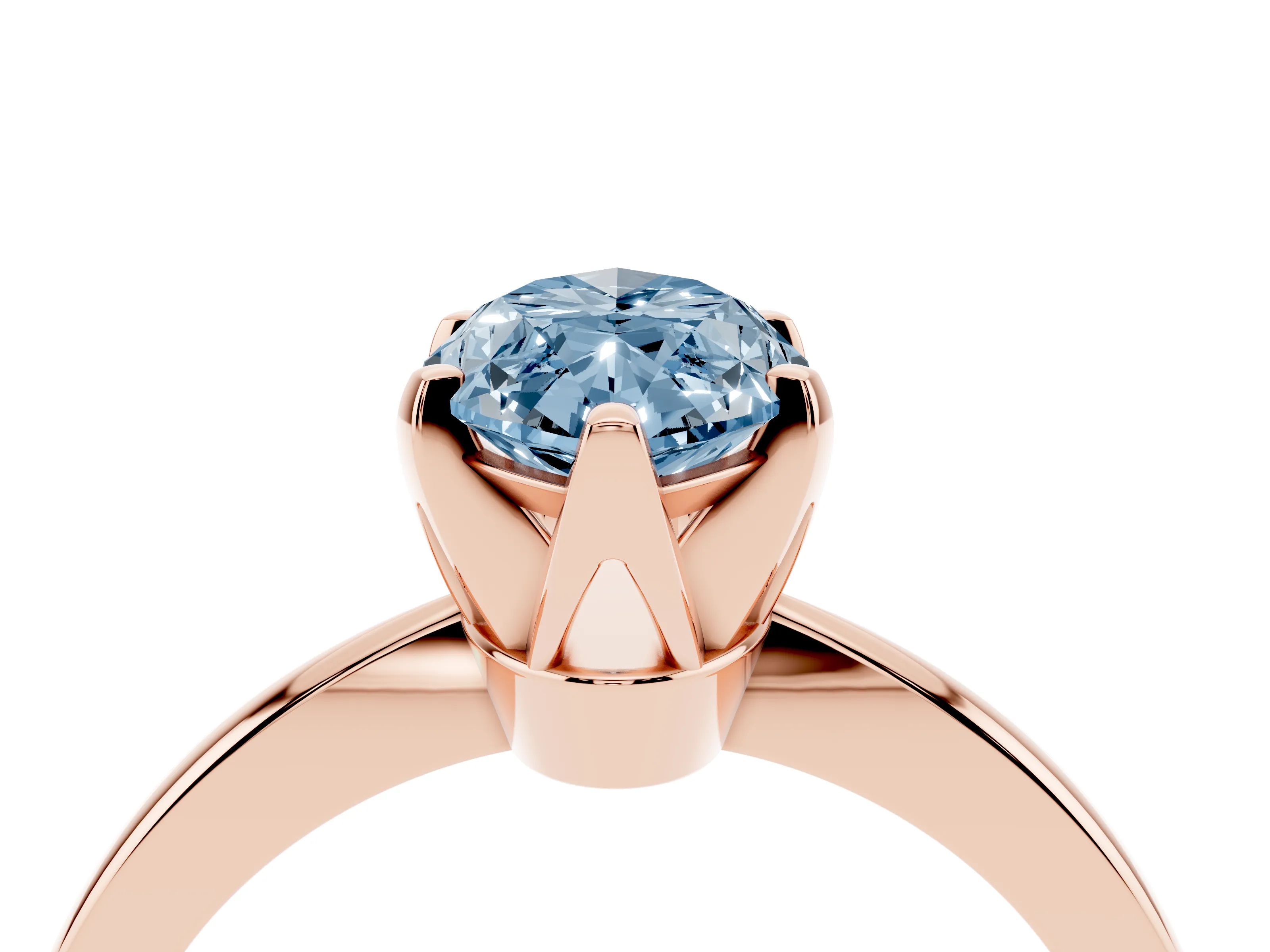 Fancy Blue Marquise Cut Diamond Solitaire Engagement Ring Set in Rose gold with Slim Tapered Solitaire Band
