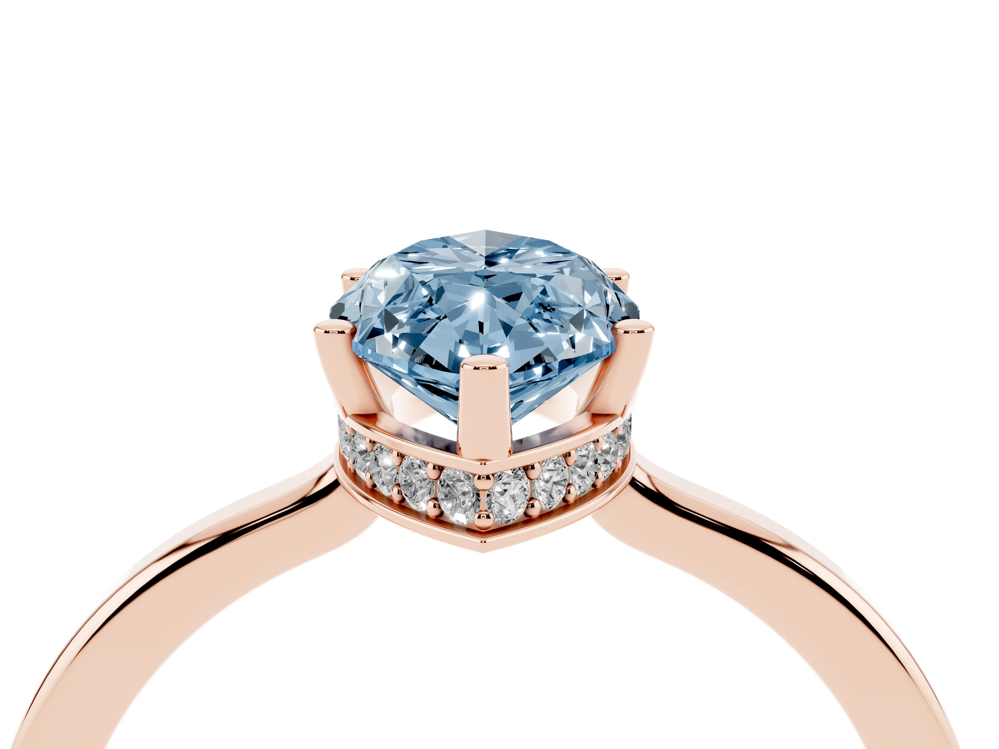 Fancy Blue Marquise Cut Diamond Solitaire Engagement Ring Set in Rose gold with Prong Setting on a Plain Band