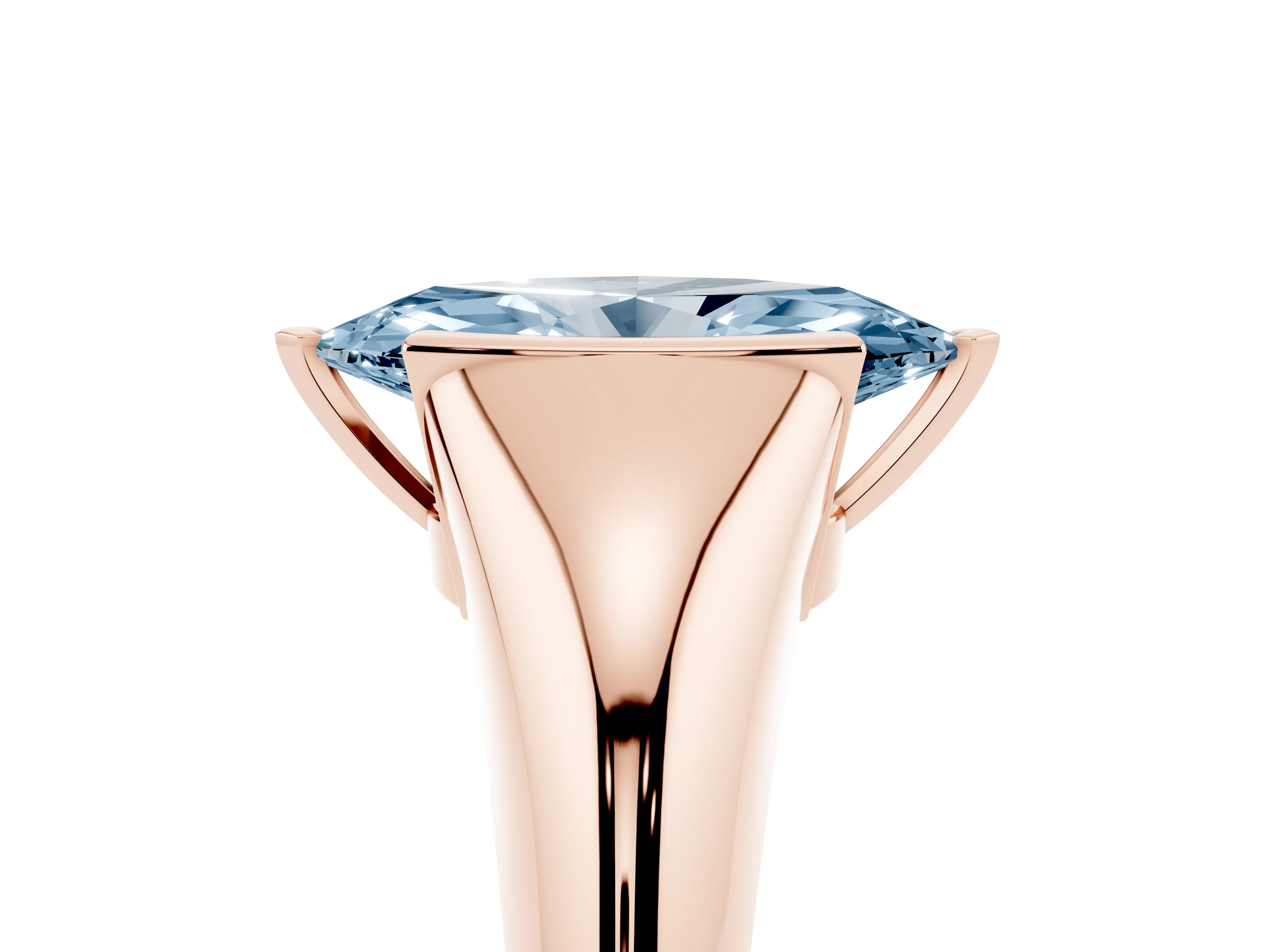 Fancy Blue Marquise Cut Diamond Solitaire Tension Set Ring Set in Rose gold