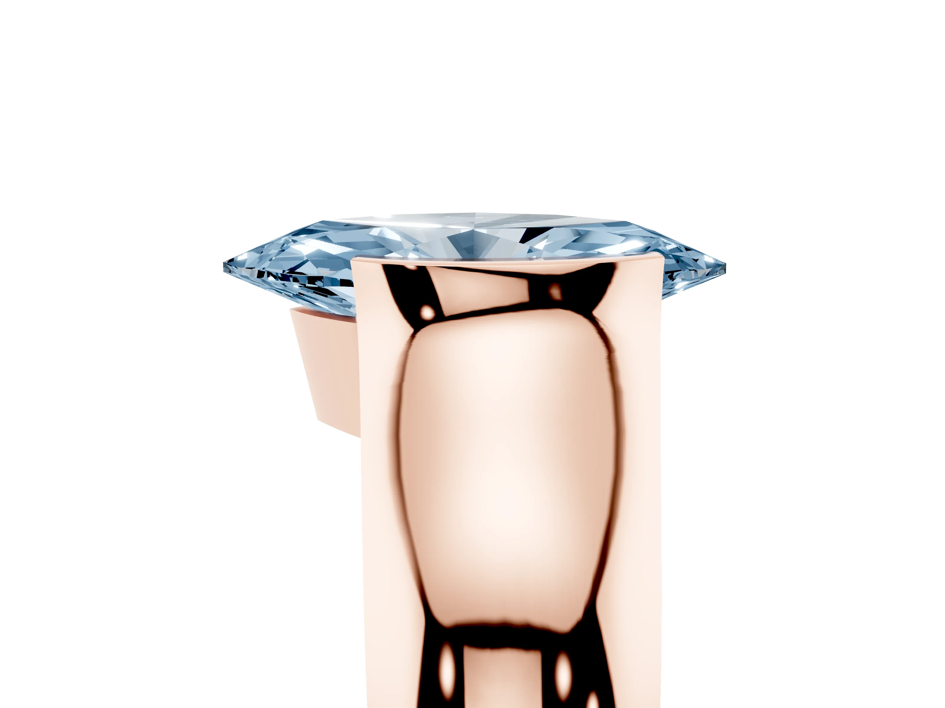 Fancy Blue Marquise Cut Diamond Bezel Solitaire Ring Set in Rose gold with Wide Band