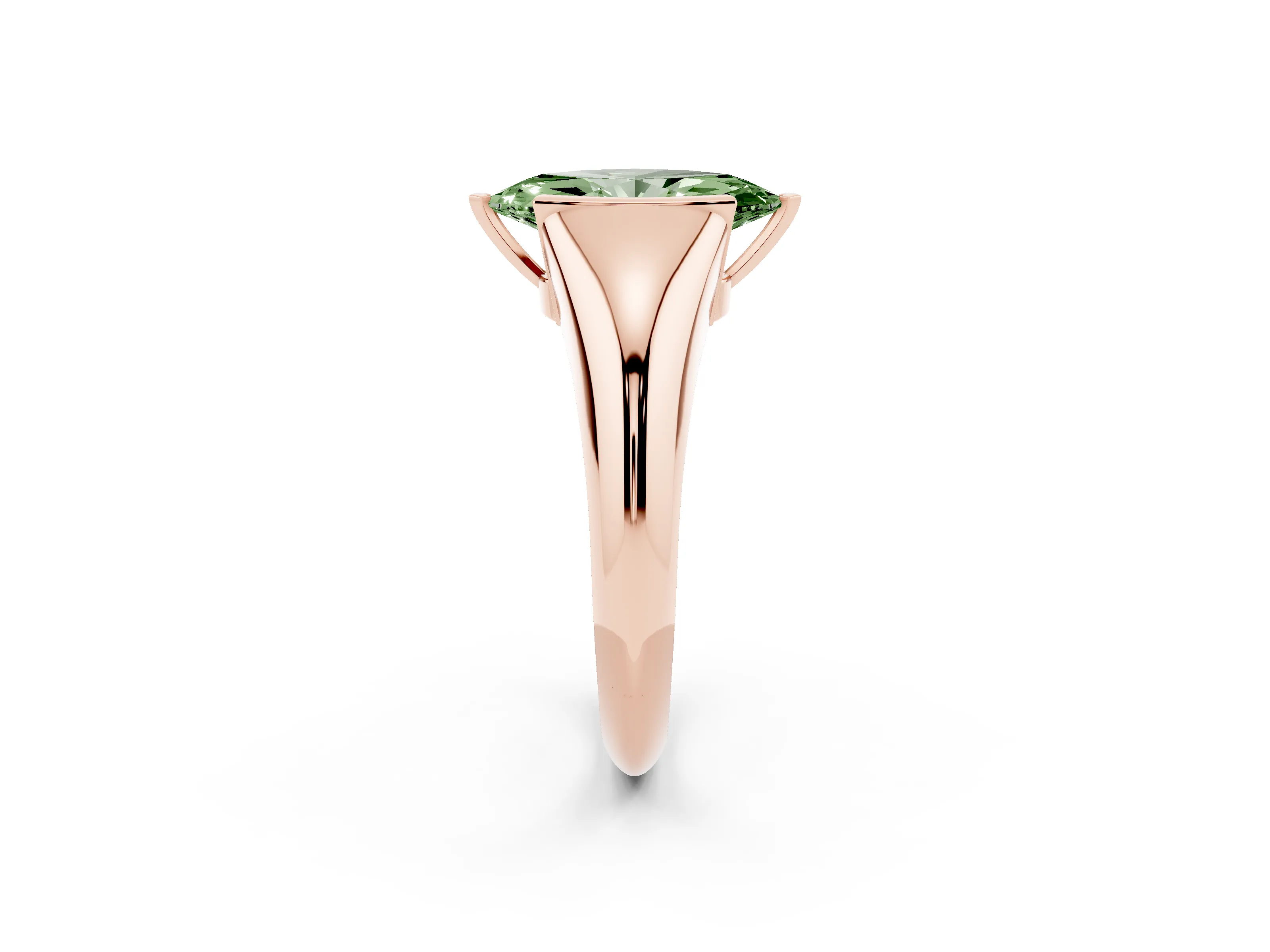 Fancy Green Marquise Cut Diamond Solitaire Tension Set Ring Set in Rose gold